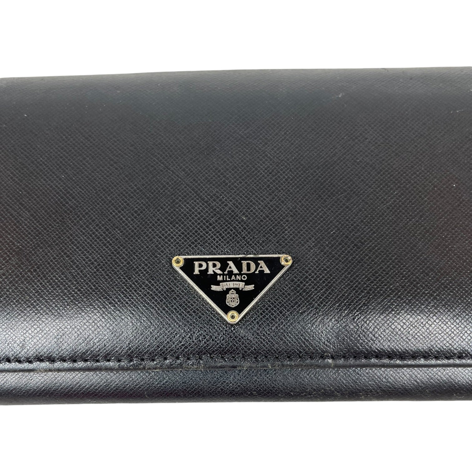 PRADA/Long Wallet/Leather/BLK/Logo w/ Double Snap Closure view 4