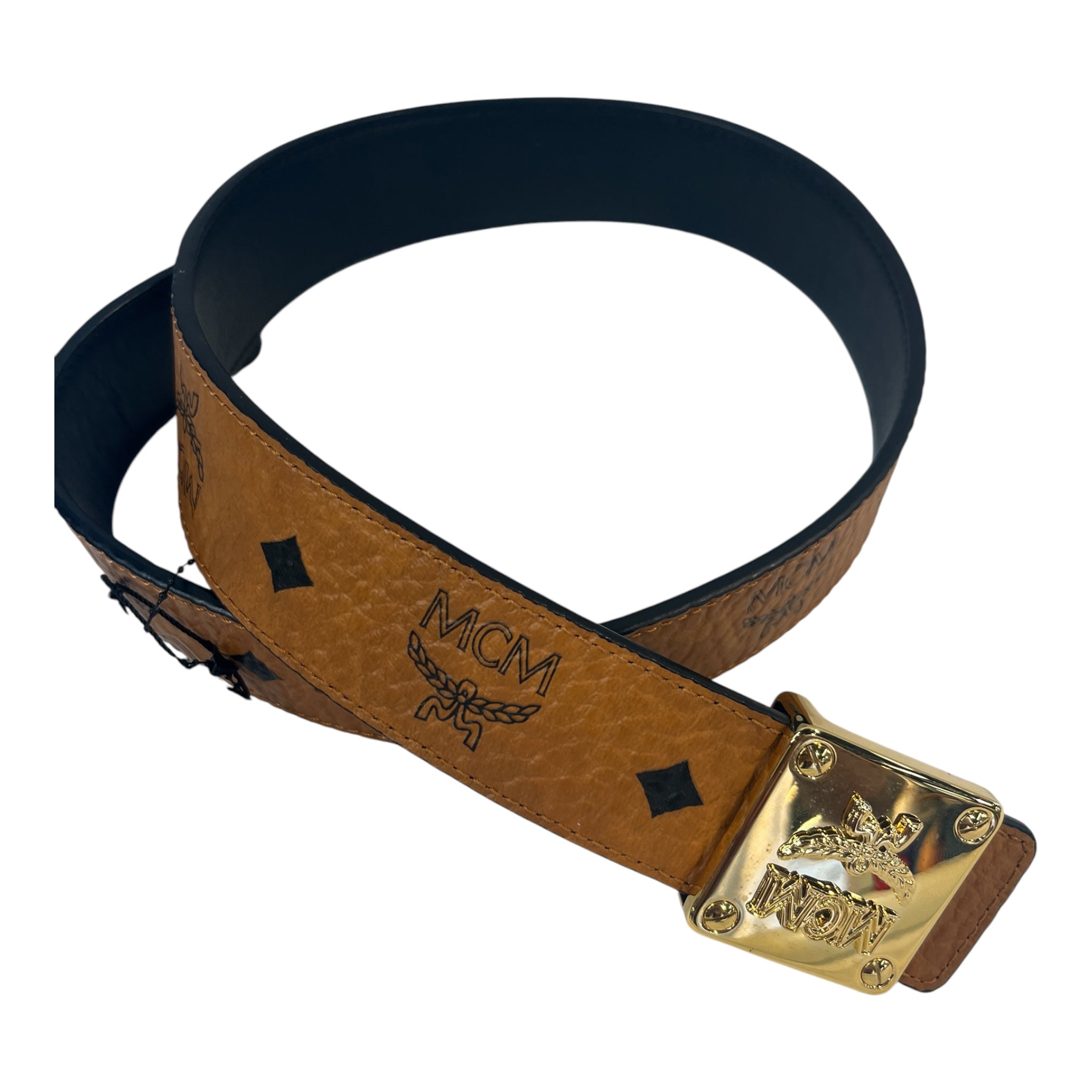 MCM/Belt/OS/Hombre Check/Leather/CML/GOLD BUCKLE view 2