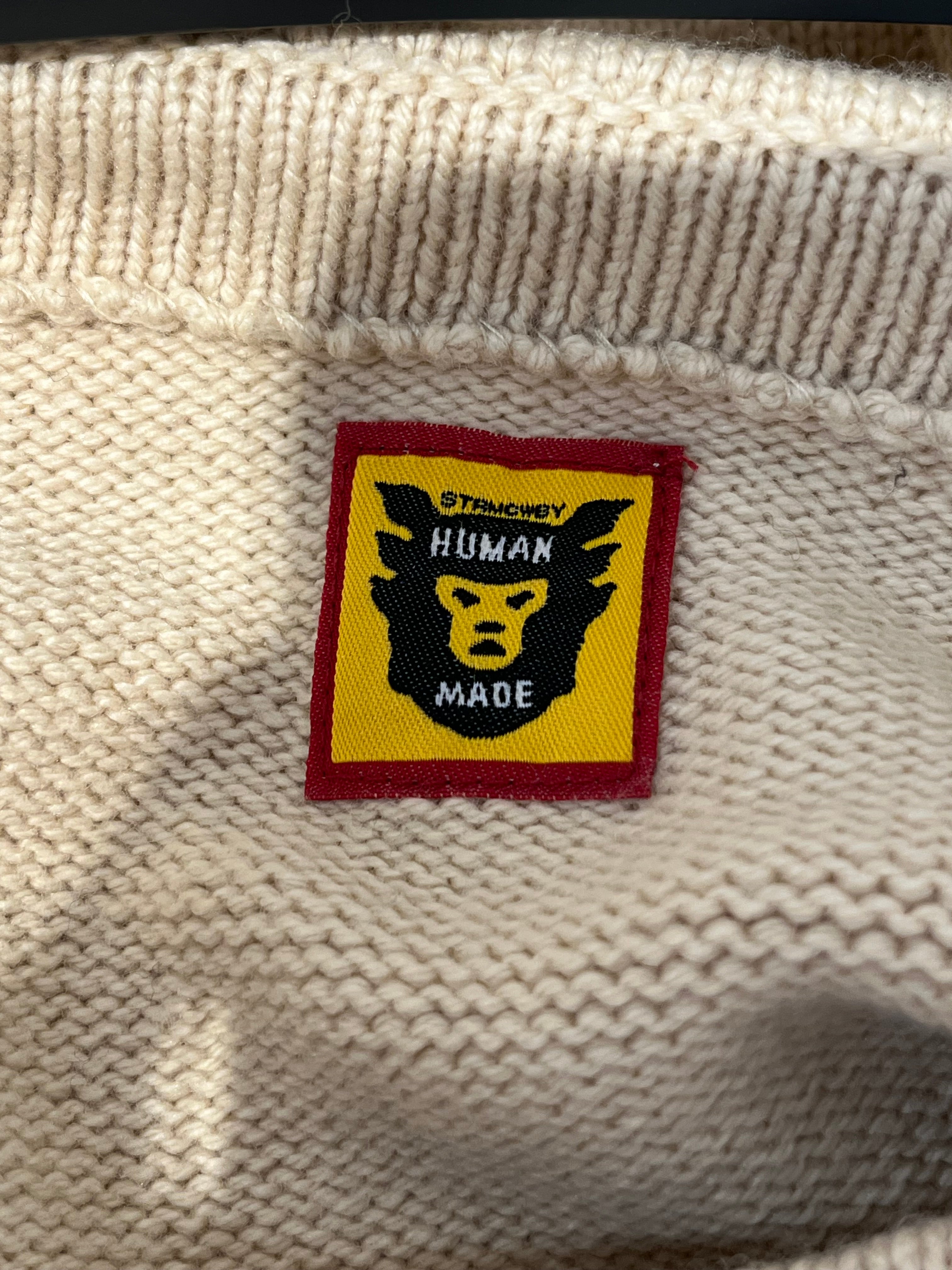 HUMAN MADE/Sweater/S/Cotton/BEG/HM28CS018 BRWN HEART ON FRONT view 3