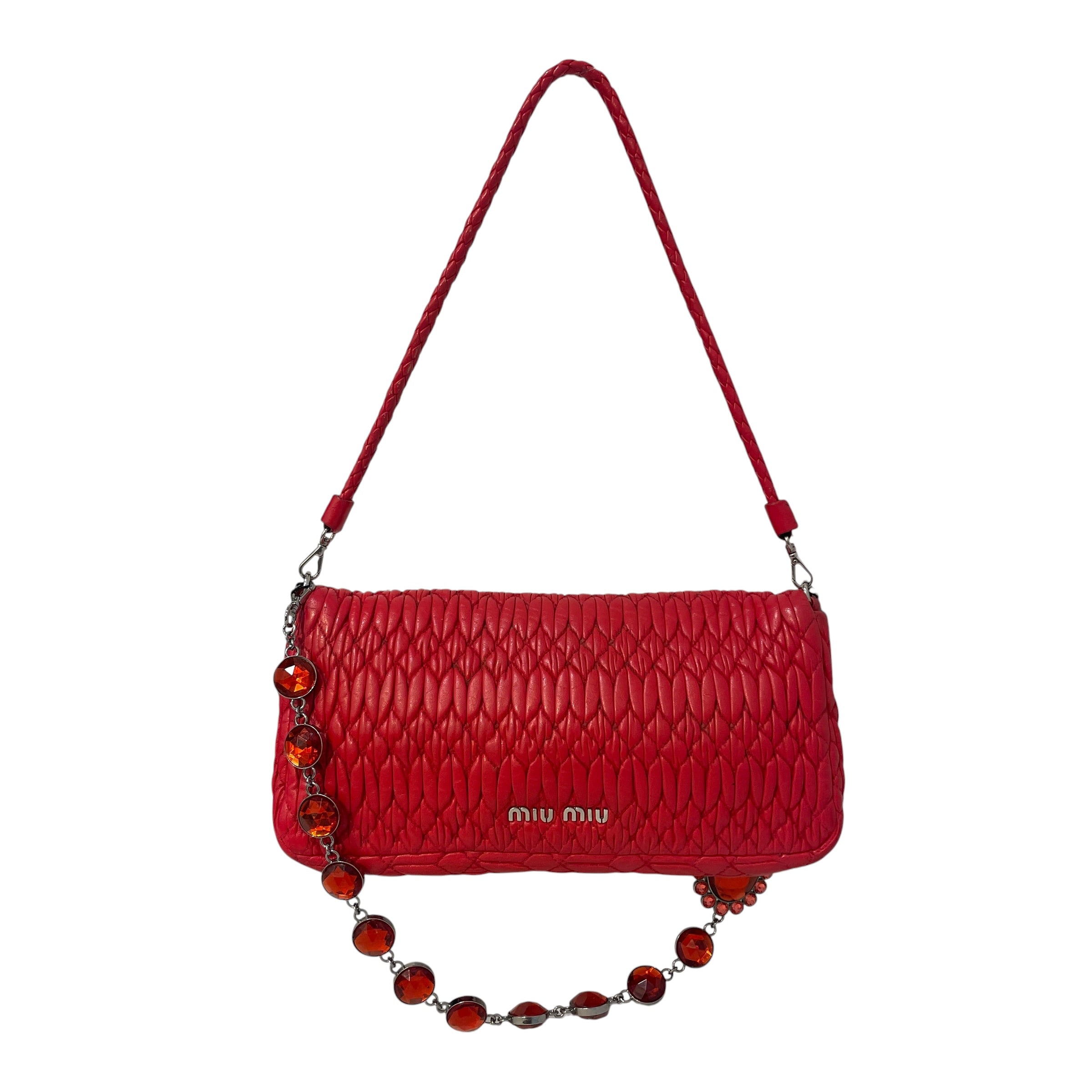 MIU MIU/Hand Bag/Leather/RED/Crystal Cloque view 2
