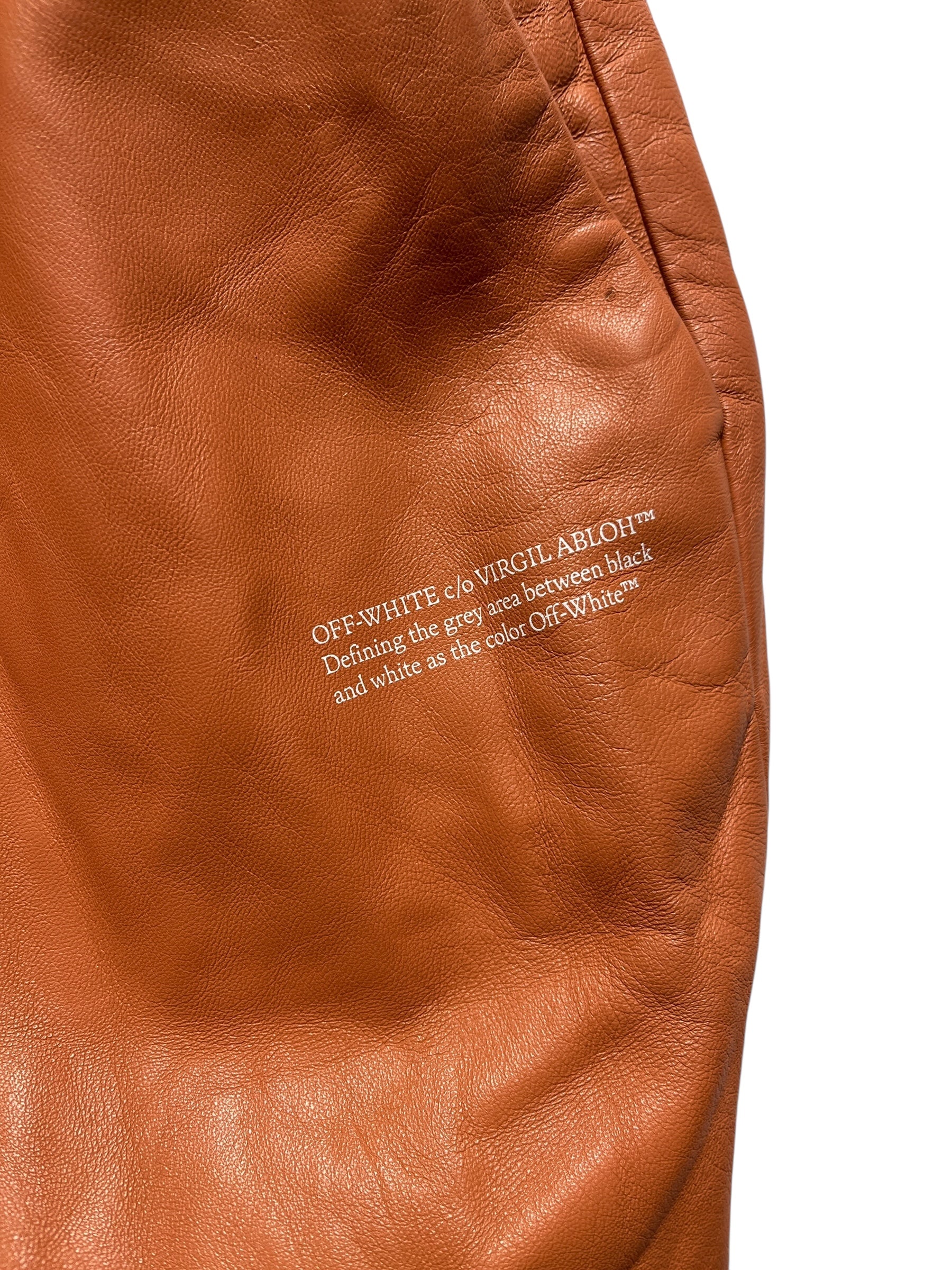 OFF-WHITE/Straight Pants/46/Leather/ORN/CUTOFF VIRGIL LOGO LEFT LEG view 4