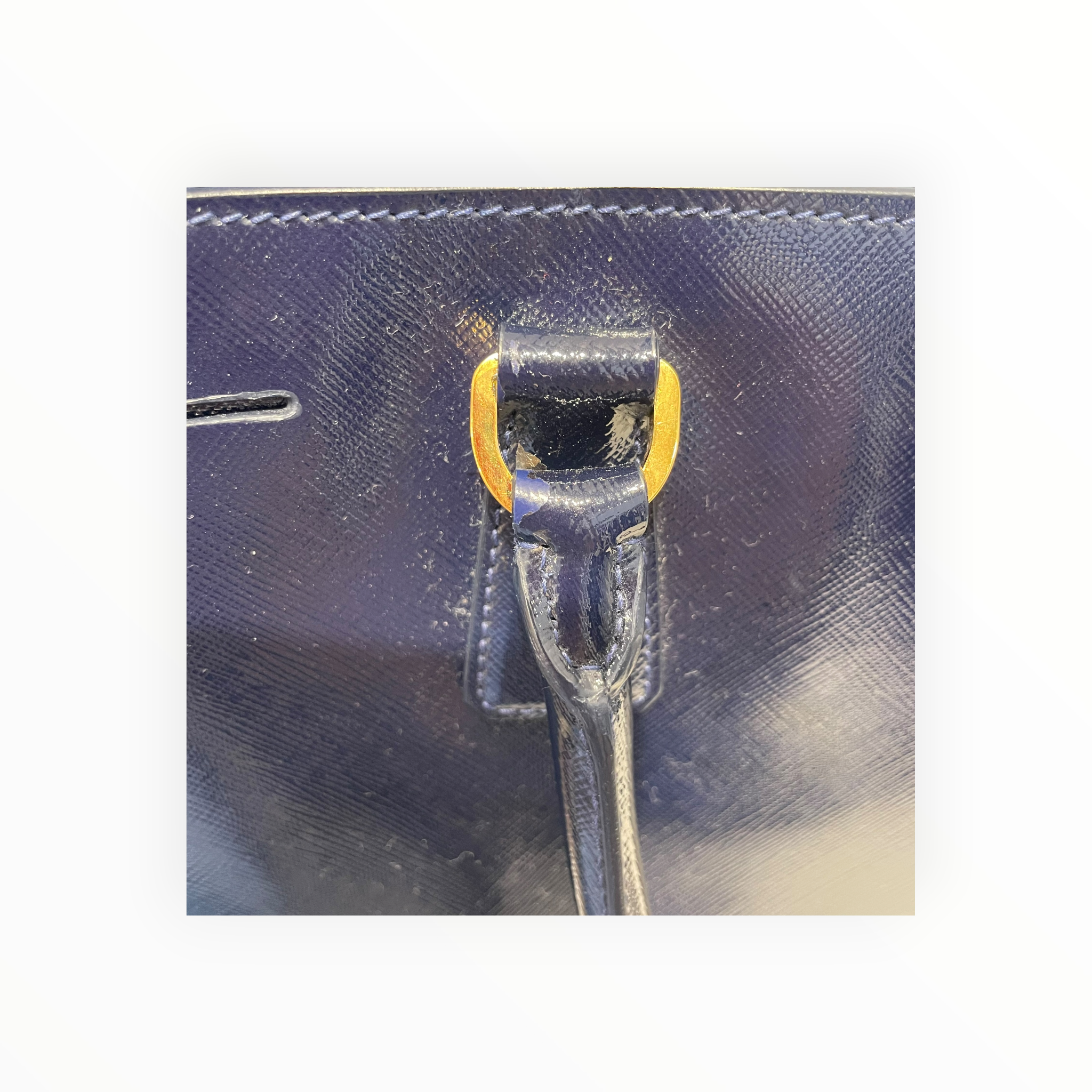 PRADA/Tote Bag/Leather/NVY/SAFFIANO VERNICE TOTE view 10