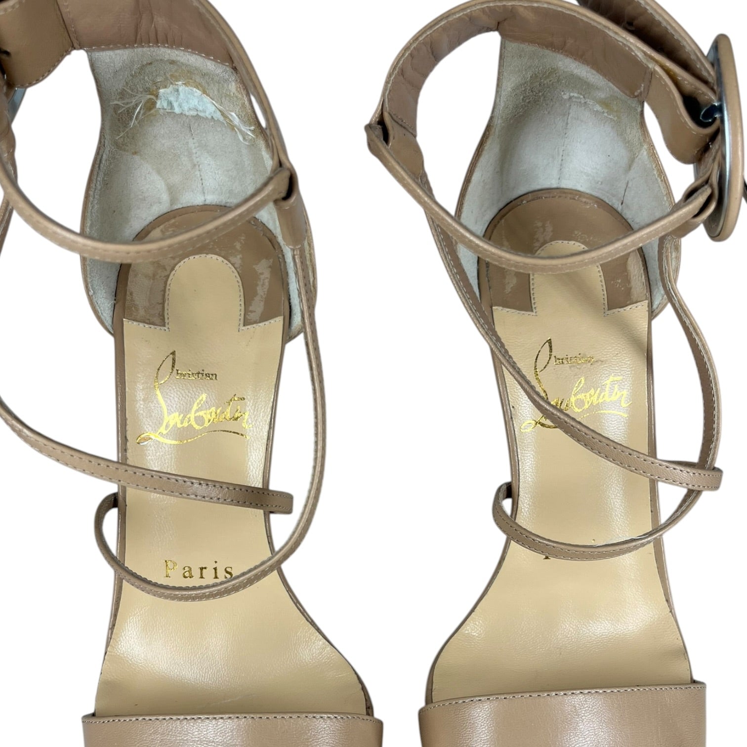 Christian Louboutin/Heels/EU 35/Leather/BEG/ANKLE STRAP HEELS view 3