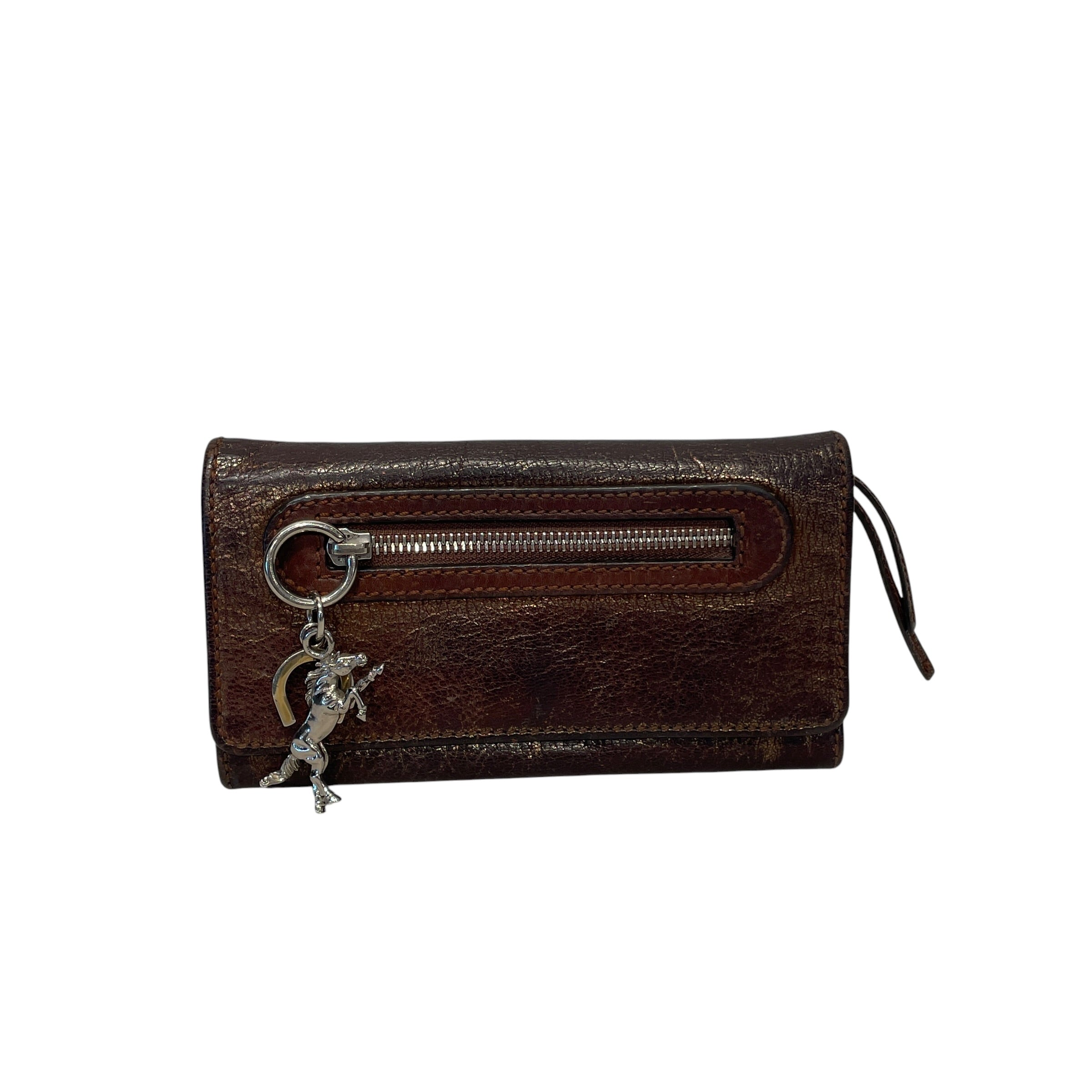 Chloe/Long Wallet/Leather/BRW/L's/HORSE CHARM ZIPPER PULL view 1