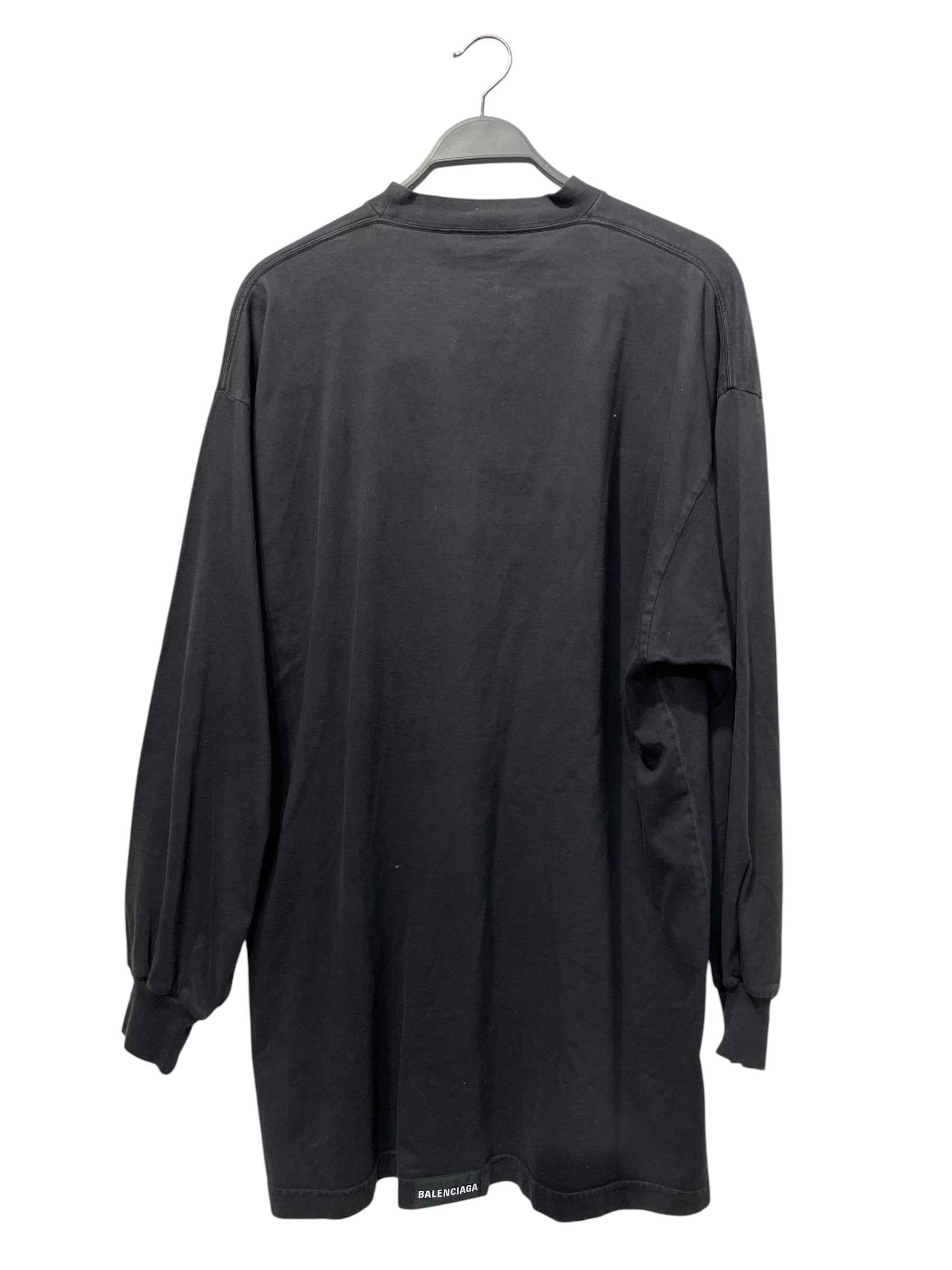 BALENCIAGA/LS T-Shirt/1/Cotton/BLK/blank logo on bottom back view 2