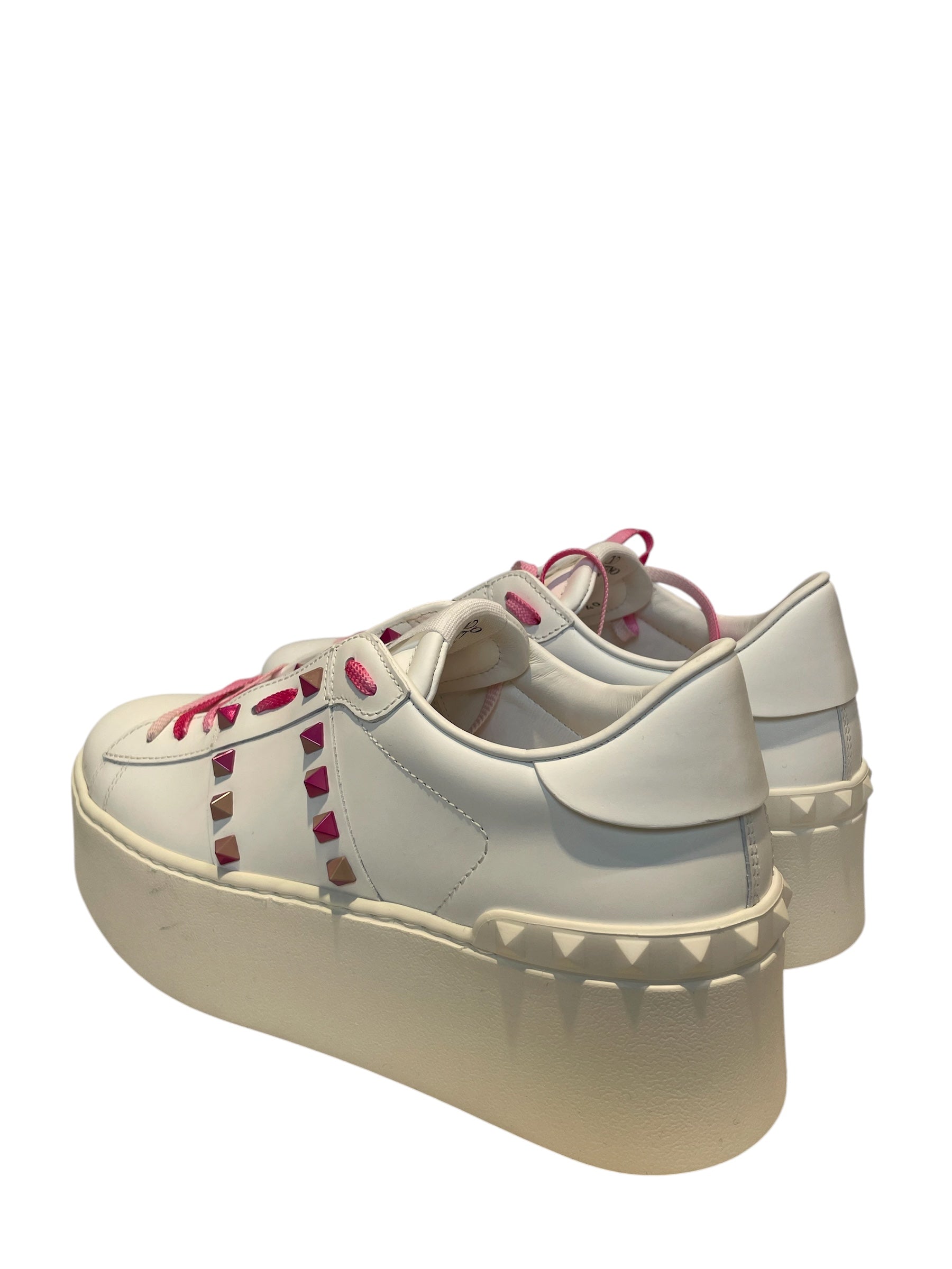 VALENTINO GARAVANI/Low-Sneakers/EU 40/All Over Print/Leather/WHT/PINK ROCKSTUD ACCENT SNEAKERS view 2