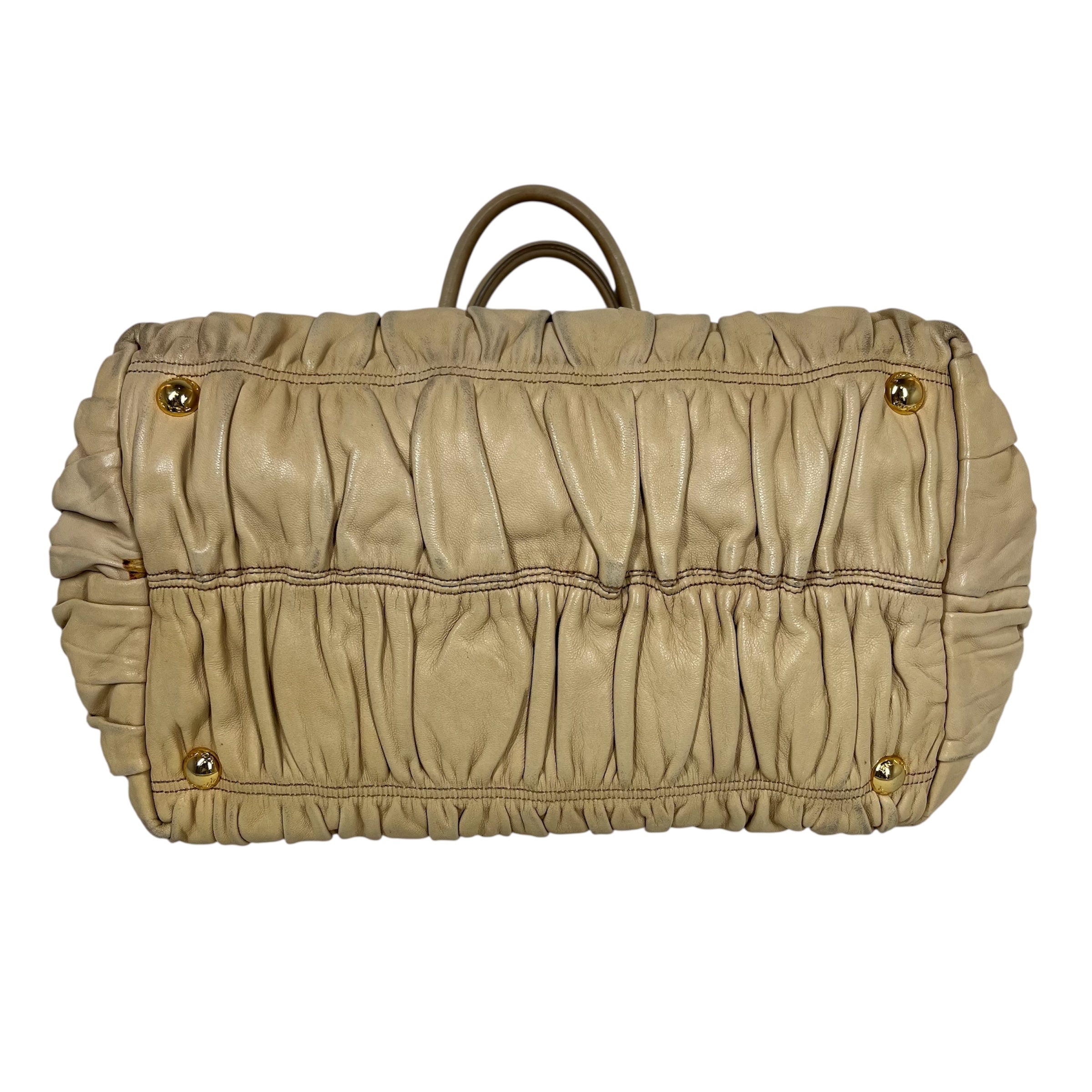 PRADA/Hand Bag/Leather/BEG/NAPPA GAUFRE RIBBON view 3