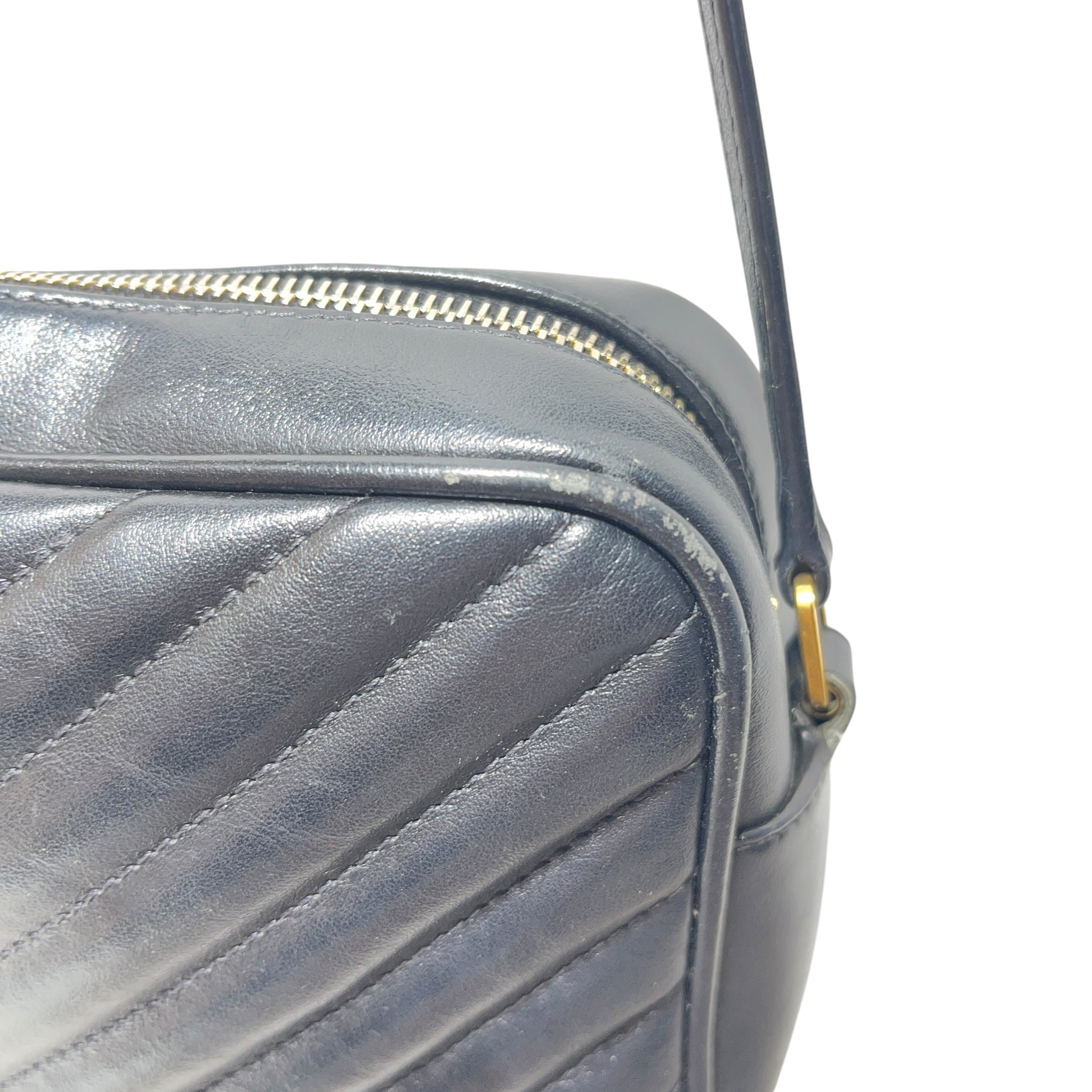 YVES SAINT LAURENT/Cross Body Bag/Leather/BLK/chevron camera bag view 7