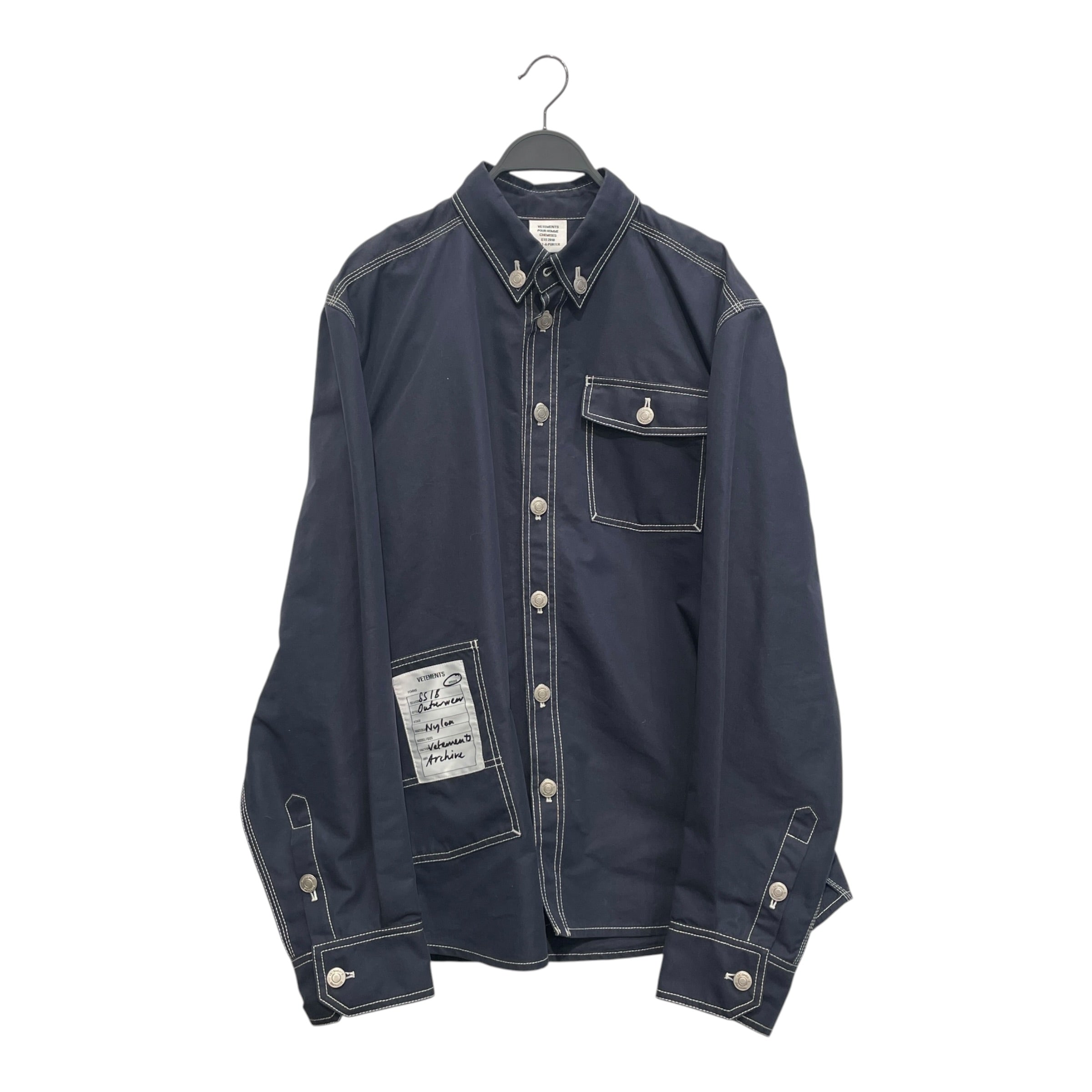 VETEMENTS/Jacket/L/Cotton/NVY/WHITE STITCH WORK SHIRT view 1