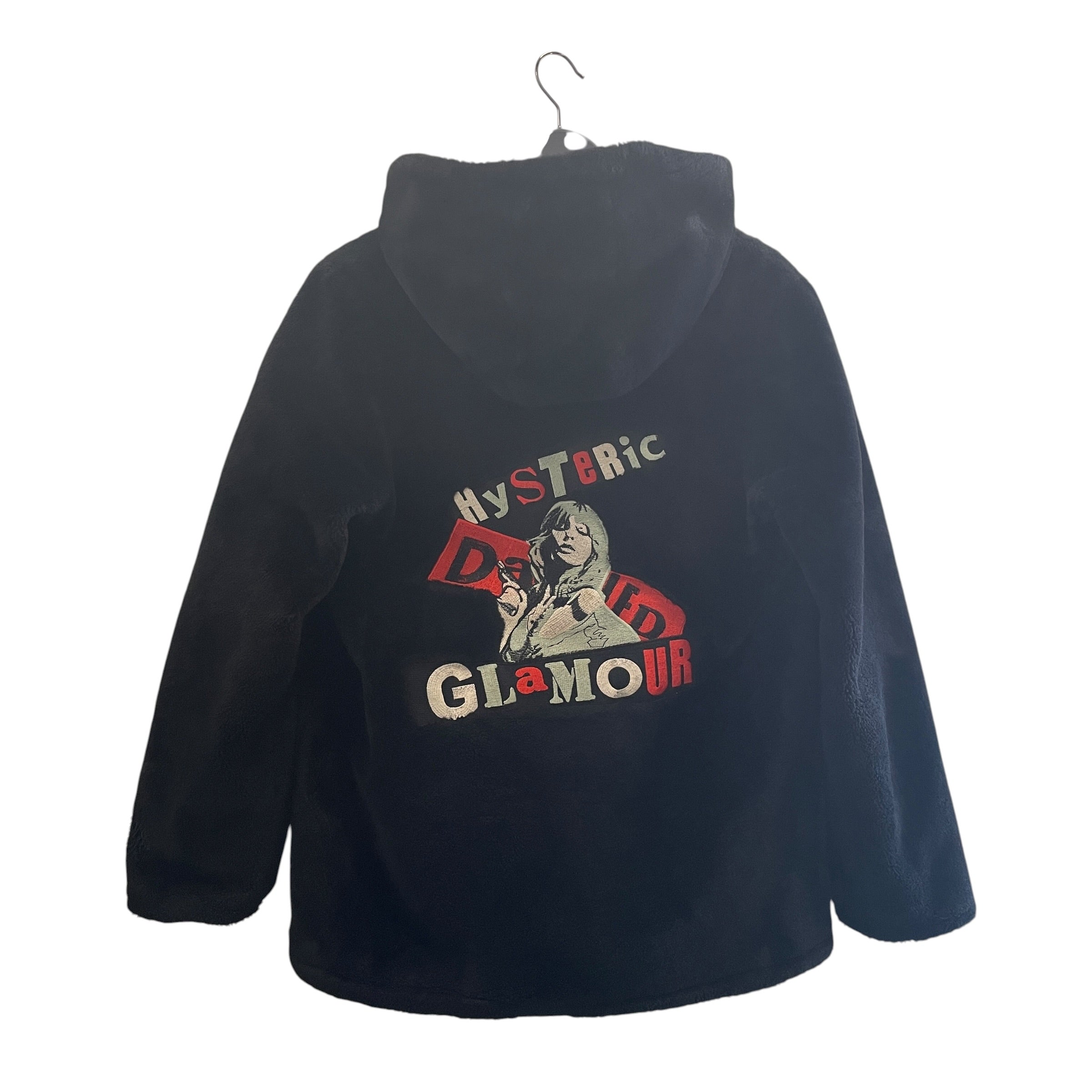 HYSTERIC GLAMOUR/Zip Up Hoodie/Fake Fur/BLK/GRAPHIC ON BACK view 2