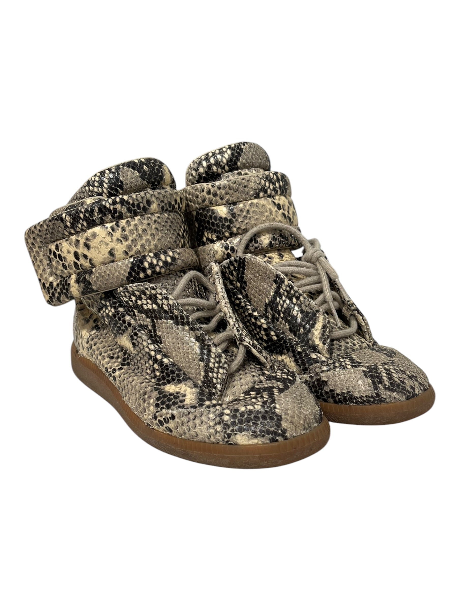 Maison Margiela/Hi-Sneakers/EU 38/Animal Pattern/Leather/BEG/VELCRO STRAP PYTHON SKIN view 1