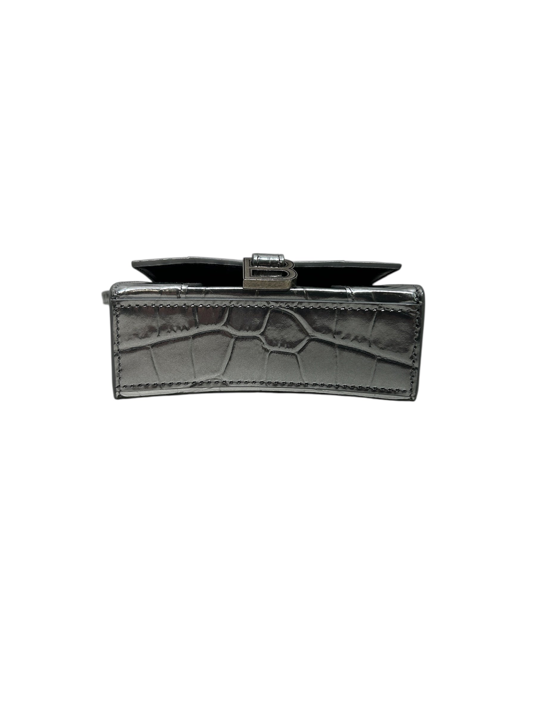 BALENCIAGA/Cross Body Bag/Animal Pattern/Leather/SLV/CROCODILE HOURGLASS XS view 3