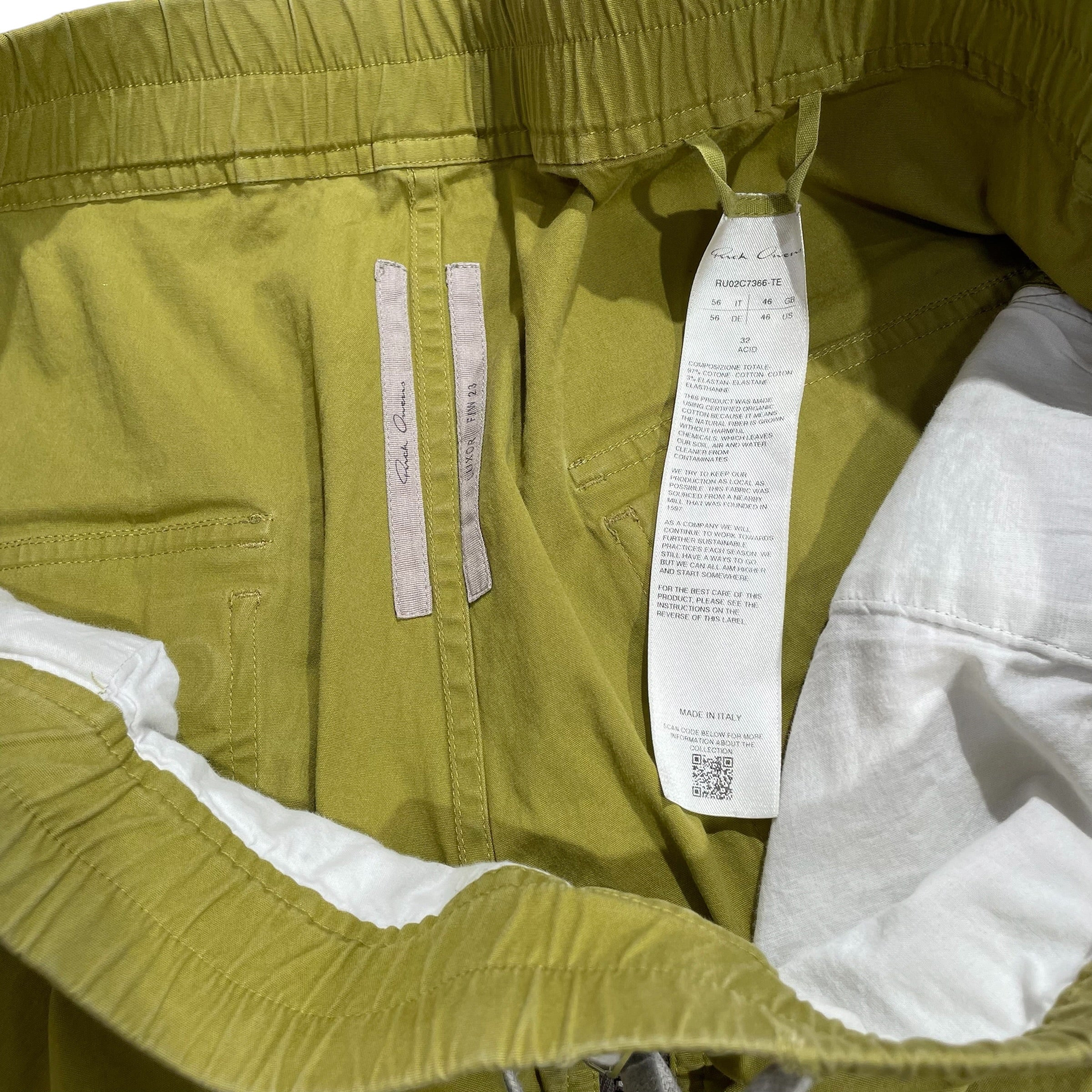 Rick Owens/Bootcut Pants/32/Cotton/GRN/BELA TROUSERS IN ACID view 5