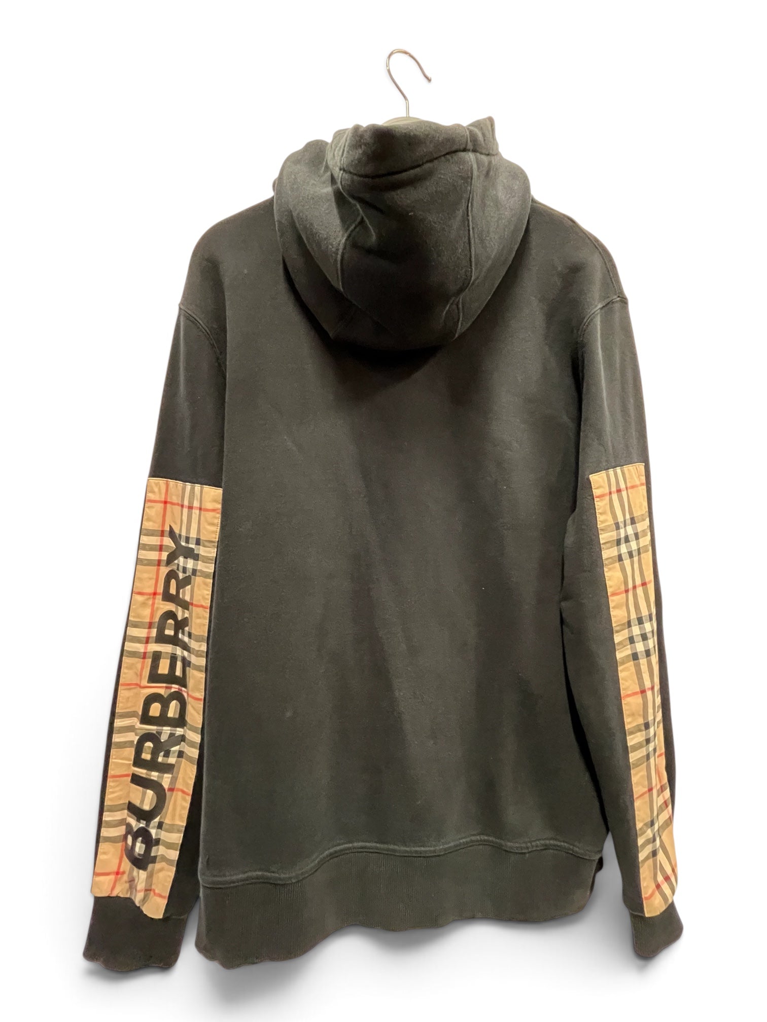 BURBERRY/Jacket/L/Cotton/BLK/BLACK ZIP UP WITH PLAID SLEEVE view 2