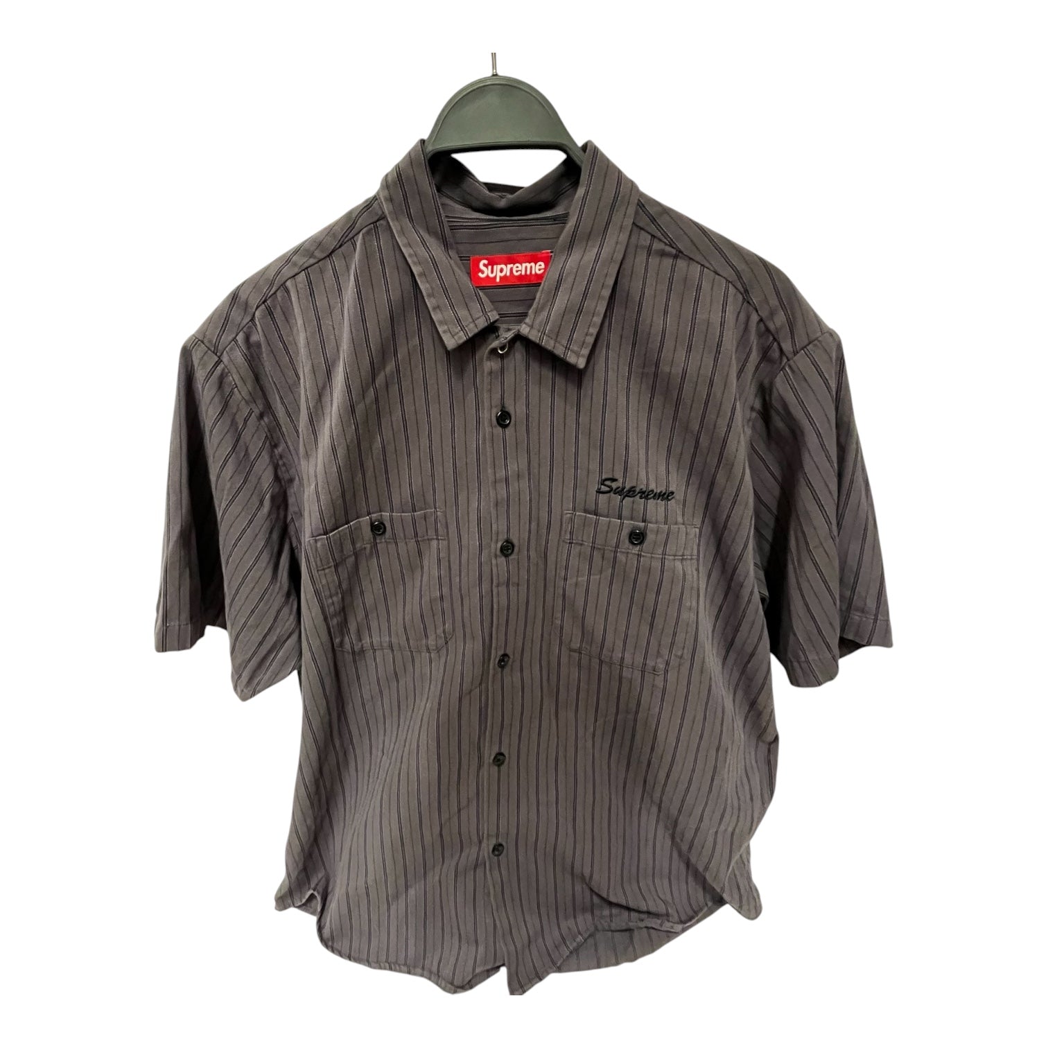 Supreme/SS Shirt/L/Cotton/GRY/Stripe/aoi eyes view 1
