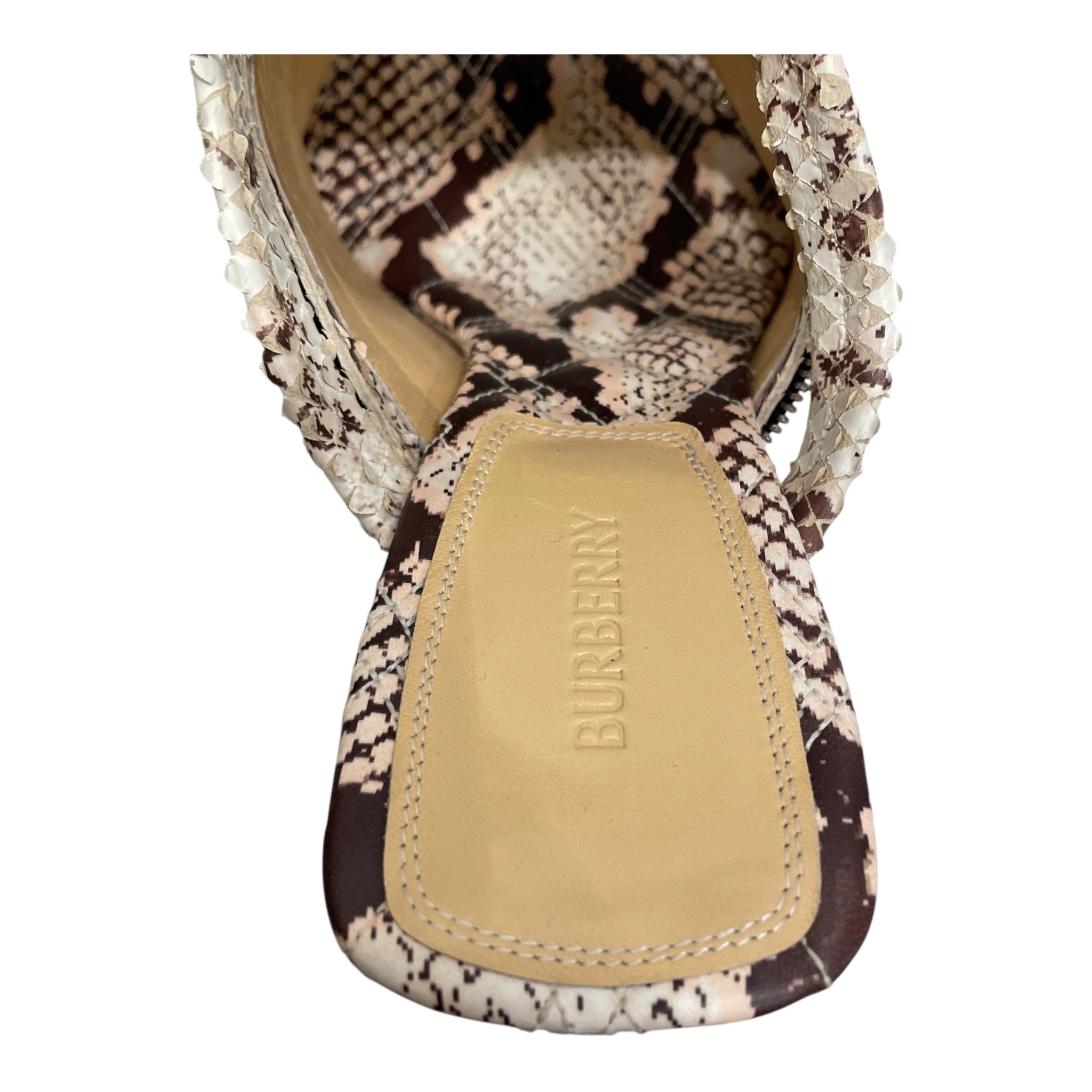 BURBERRY/Heels/EU 38/Animal Pattern/Leather/CRM/SNAKESKIN DOUBLE ZIP HEEL view 4