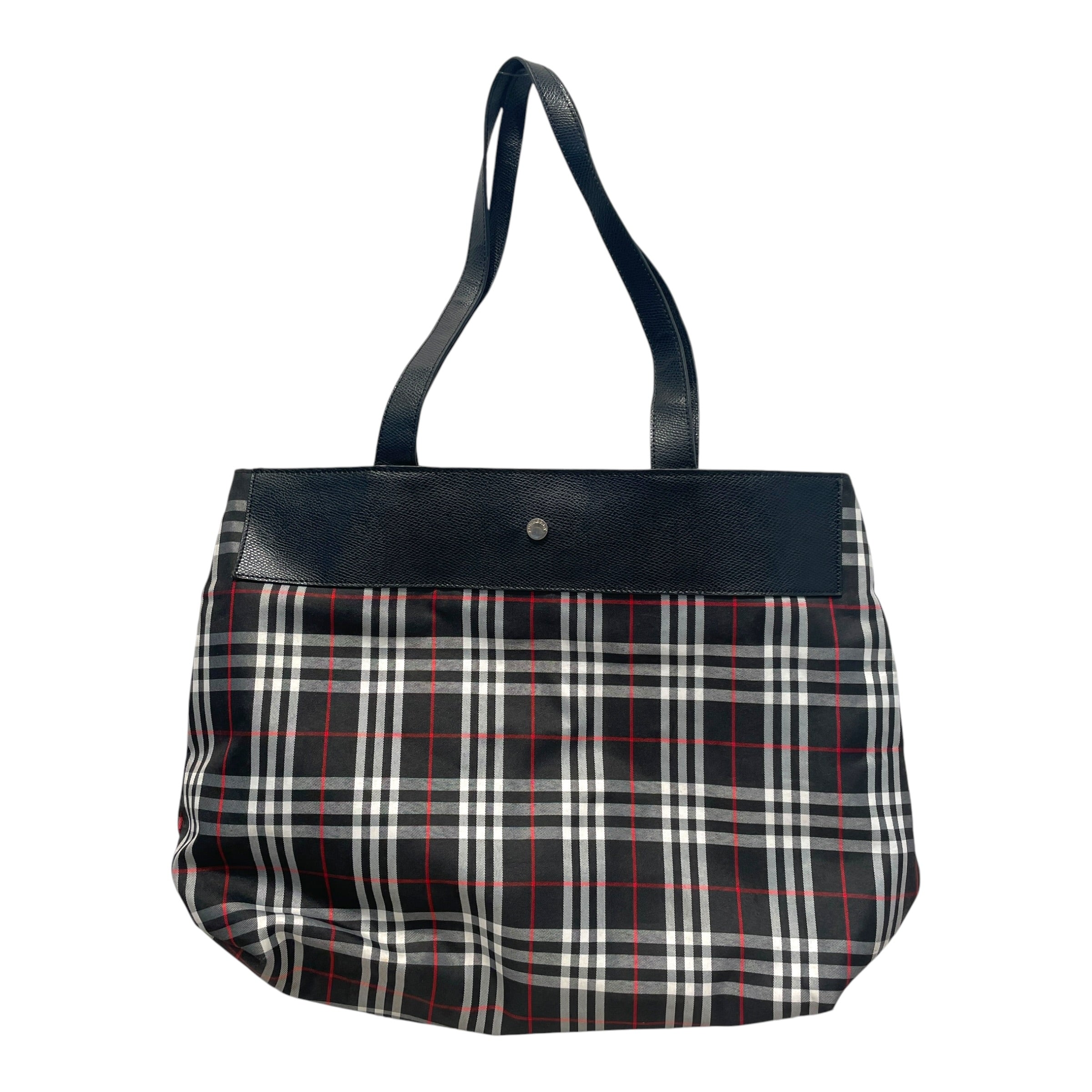 BURBERRY LONDON/Tote Bag/Plaid/Nylon/BLK/ view 1