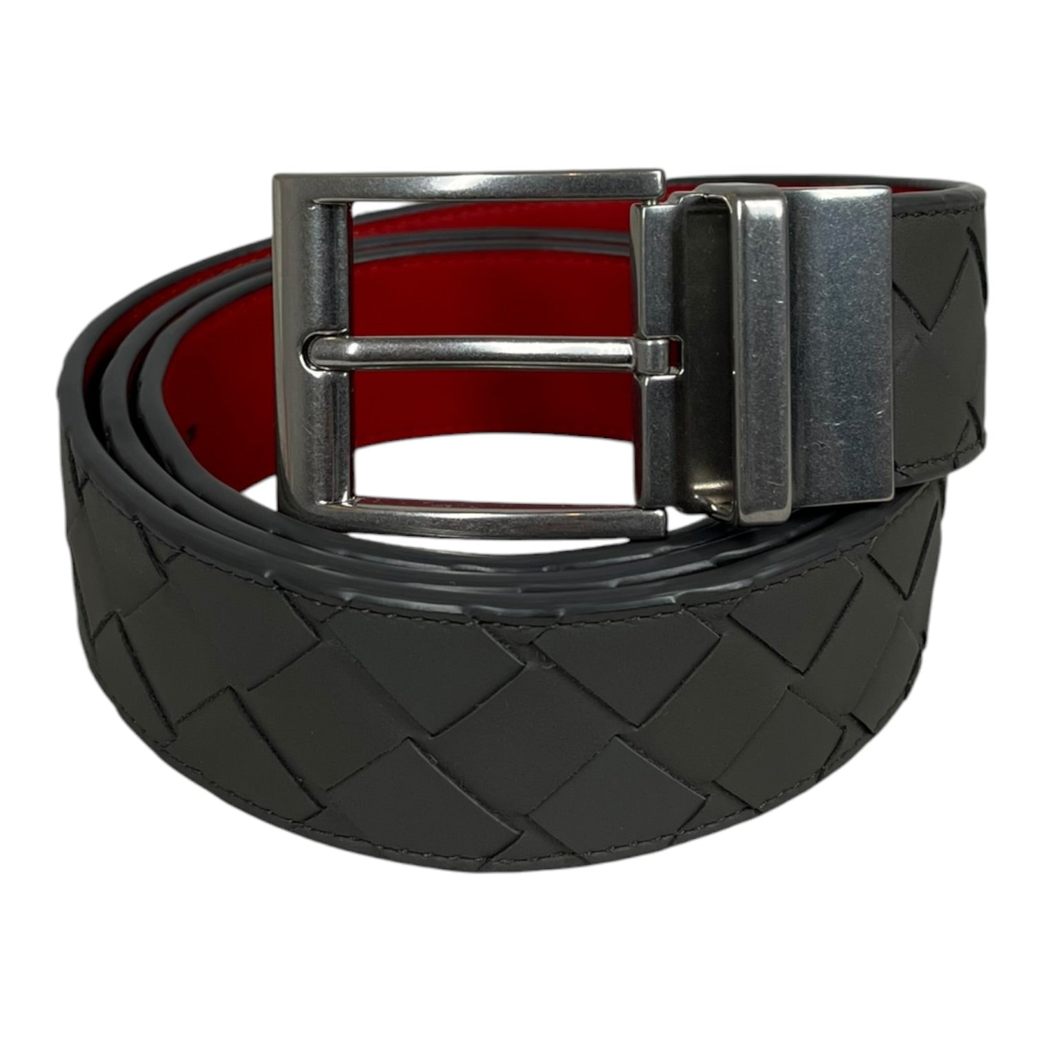 BOTTEGA VENETA/Belt/Leather/GRY/M's/WOVEN LEATHER BELT view 1