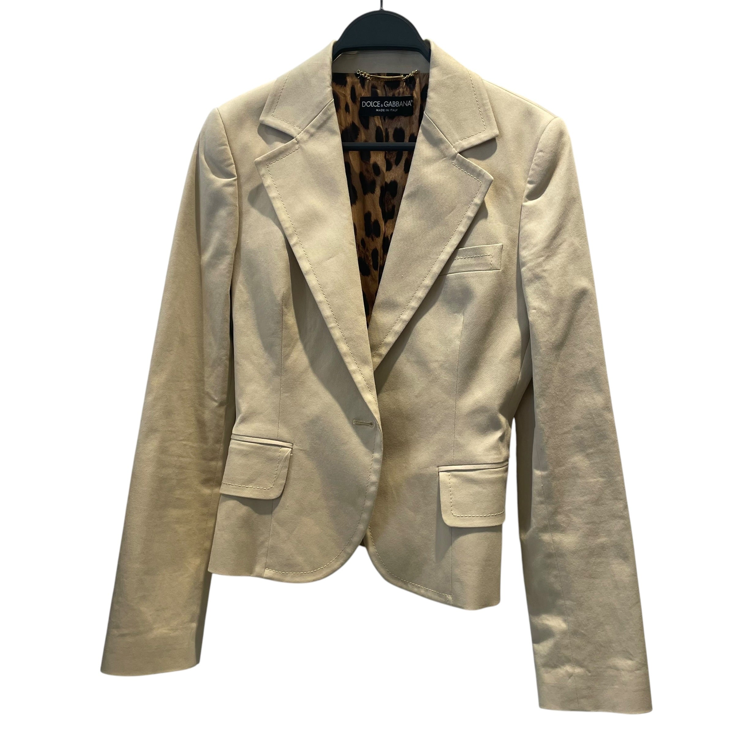 DOLCE&GABBANA/Tailored Jkt/L/Cotton/CRM/BLAZER LEOPARD PRINT LINING view 1