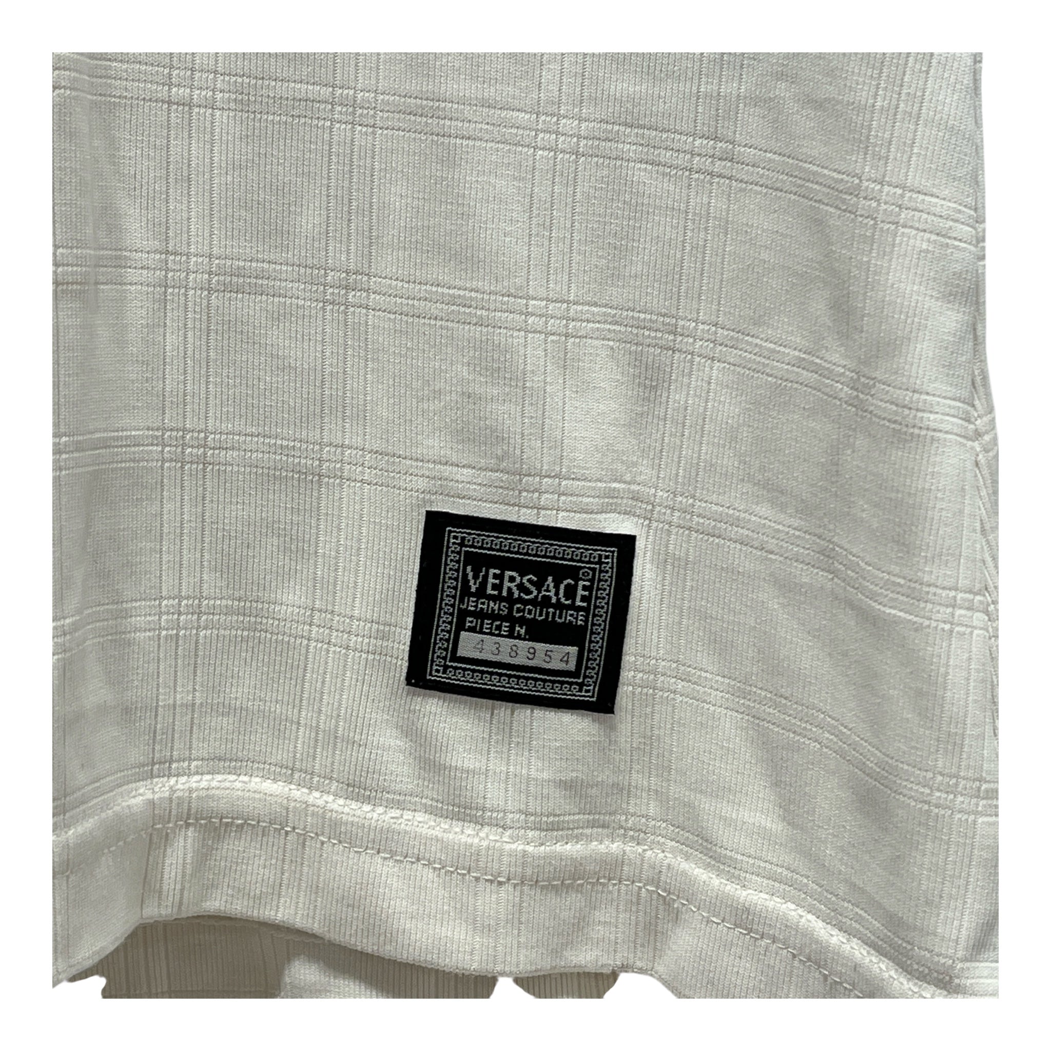 VERSACE JEANS COUTURE/SL Blouse/XS/Plaid/Nylon/WHT/HALF ZIP WITH MEDUSA EMBLEM view 4