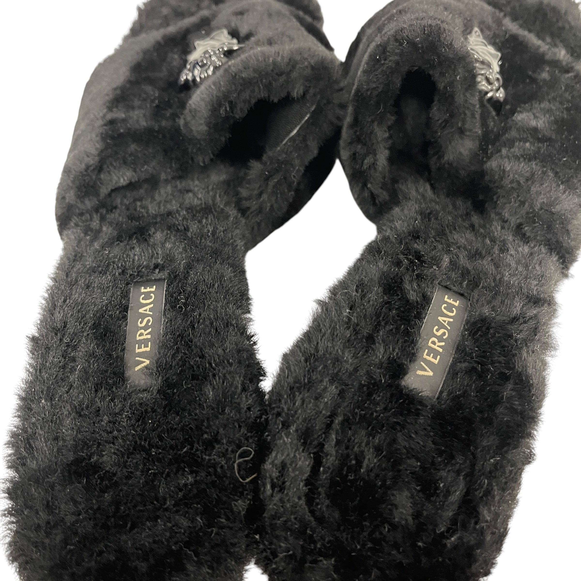 VERSACE/Heels/EU 37/Fake Fur/BLK/Slip-on/La Medusa Shearling Heel view 6