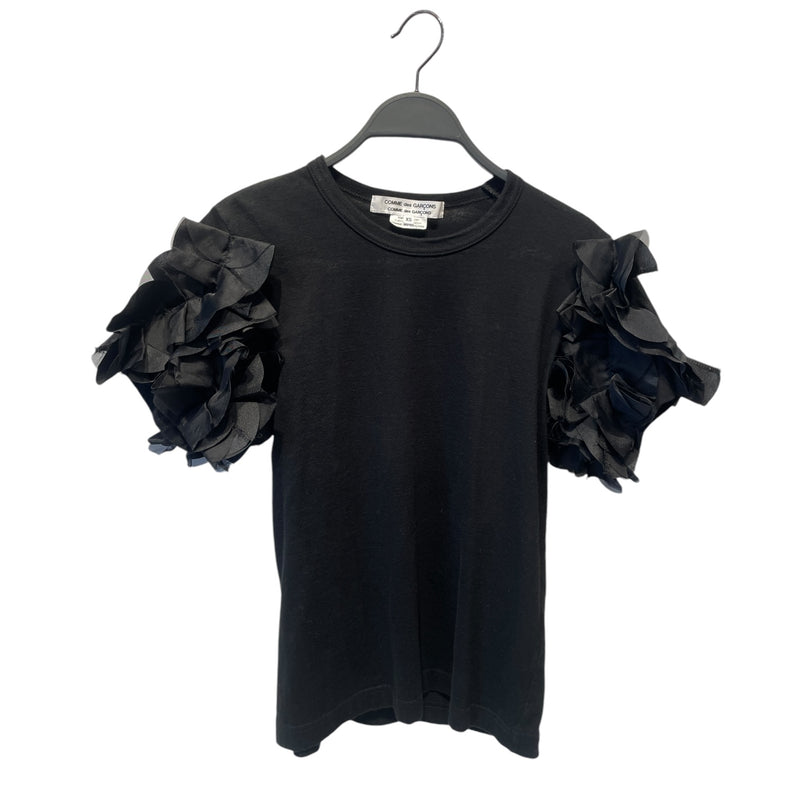 COMME des GARCONS/T-Shirt/XS/Cotton/BLK/RUFFLED SLEEVES