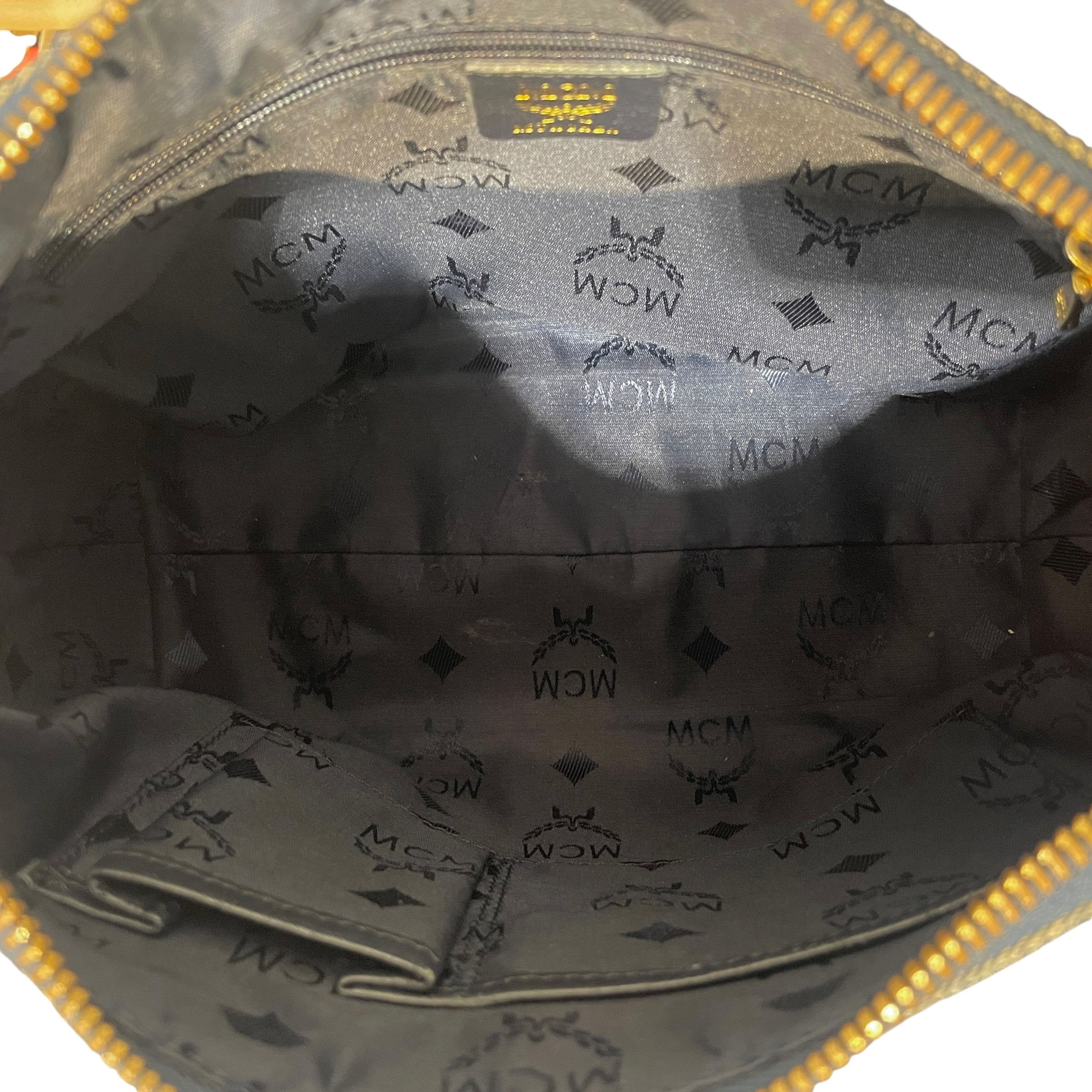 MCM/Bag/Monogram/Denim/NVY/Gold-Tone Denim Hobo Bag view 4
