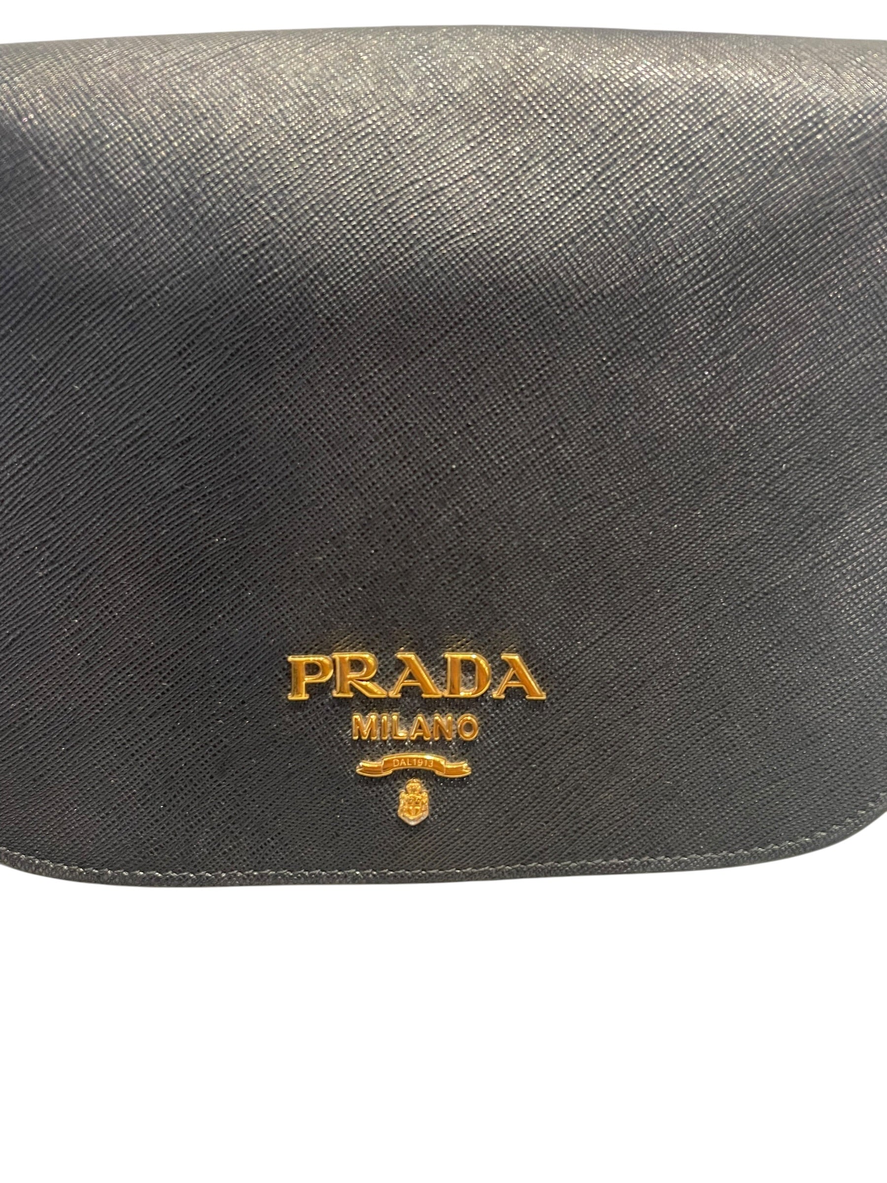 PRADA/Cross Body Bag/Leather/BLK/Saffiano Lux Bag view 3