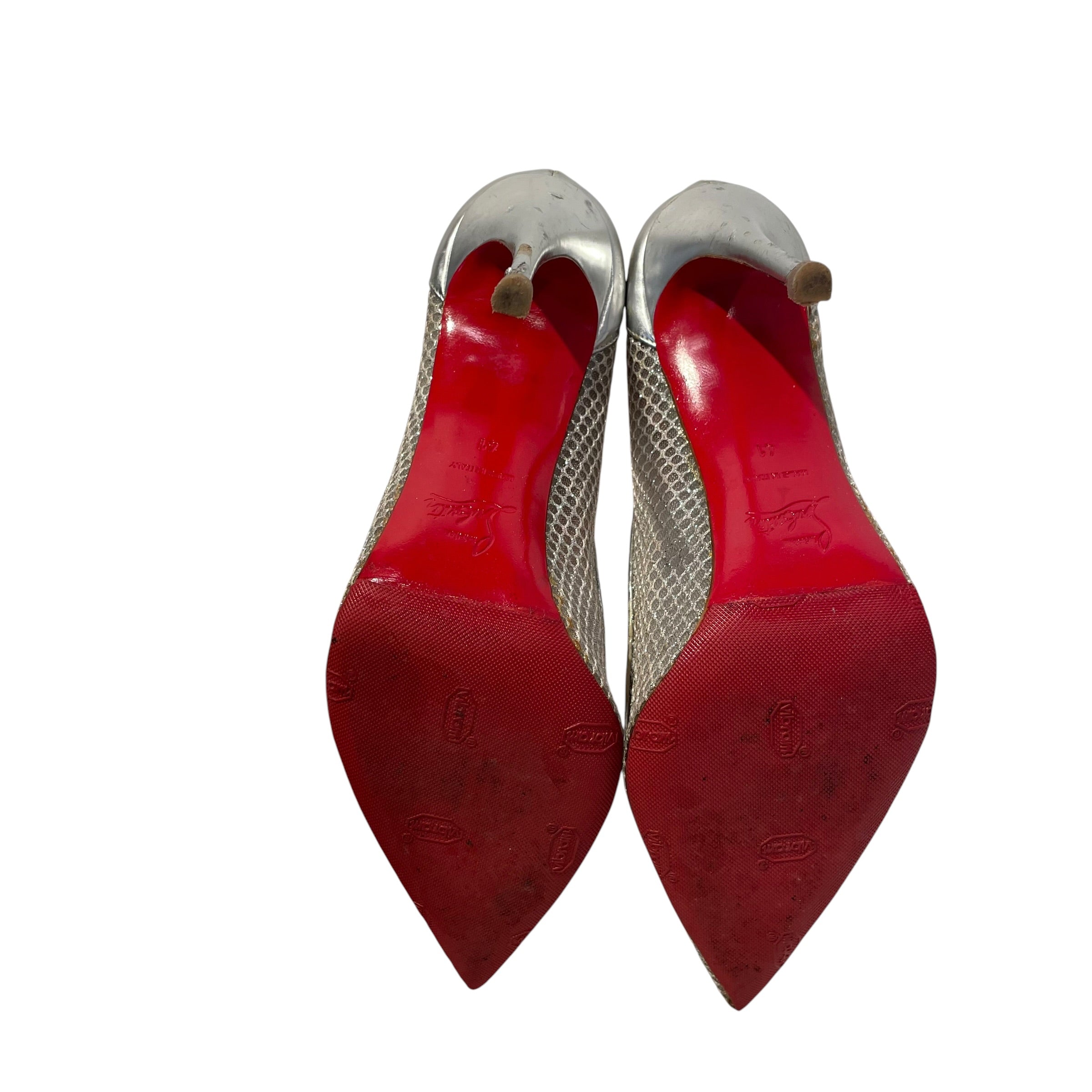 Christian Louboutin/Dress Shoes/EU 41/Glitter/SLV/silver folllies view 4
