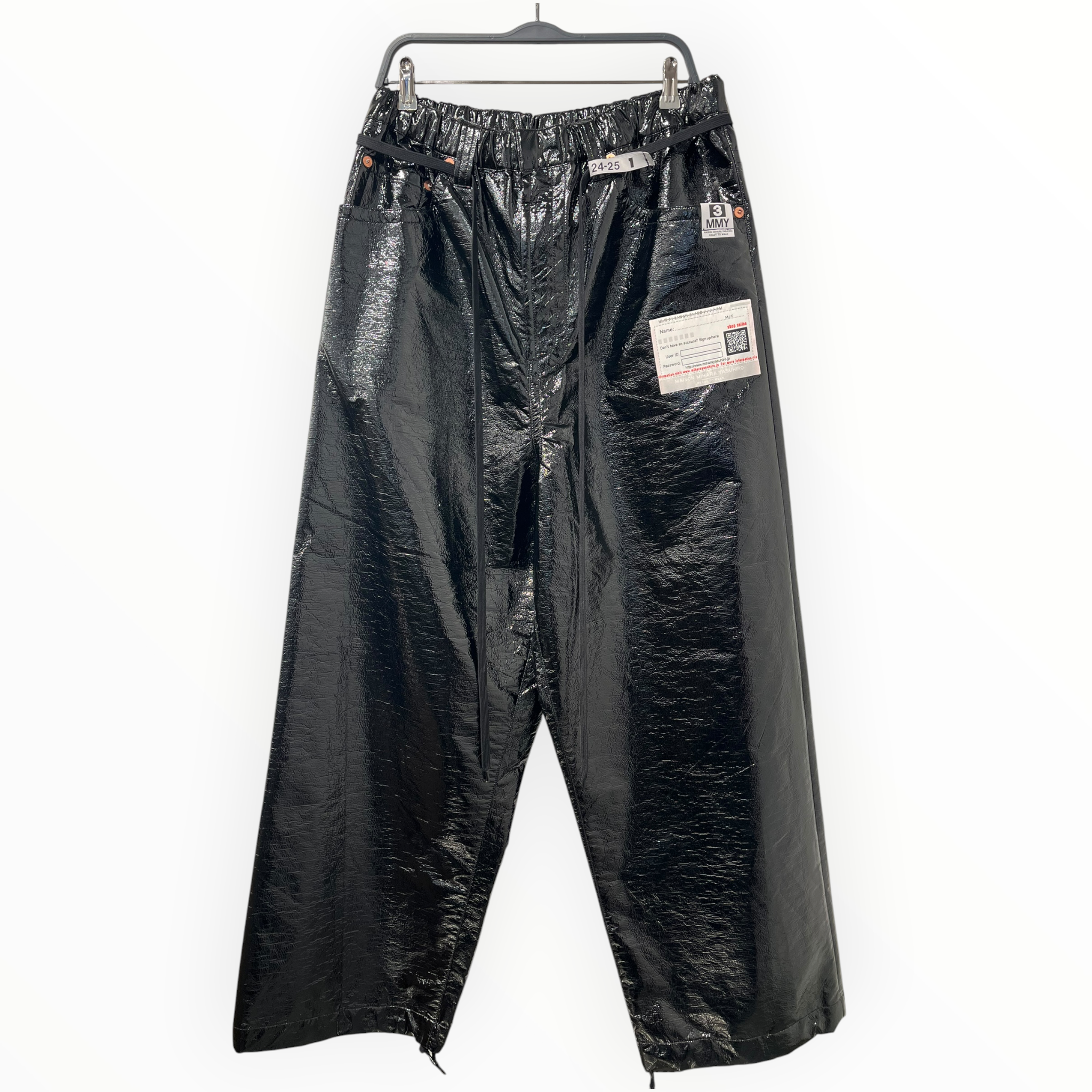 MIHARA YASUHIRO/Pants/48/Faux Leather/BLK/2025 PATENT LEATHER BAGGY PANT view 1