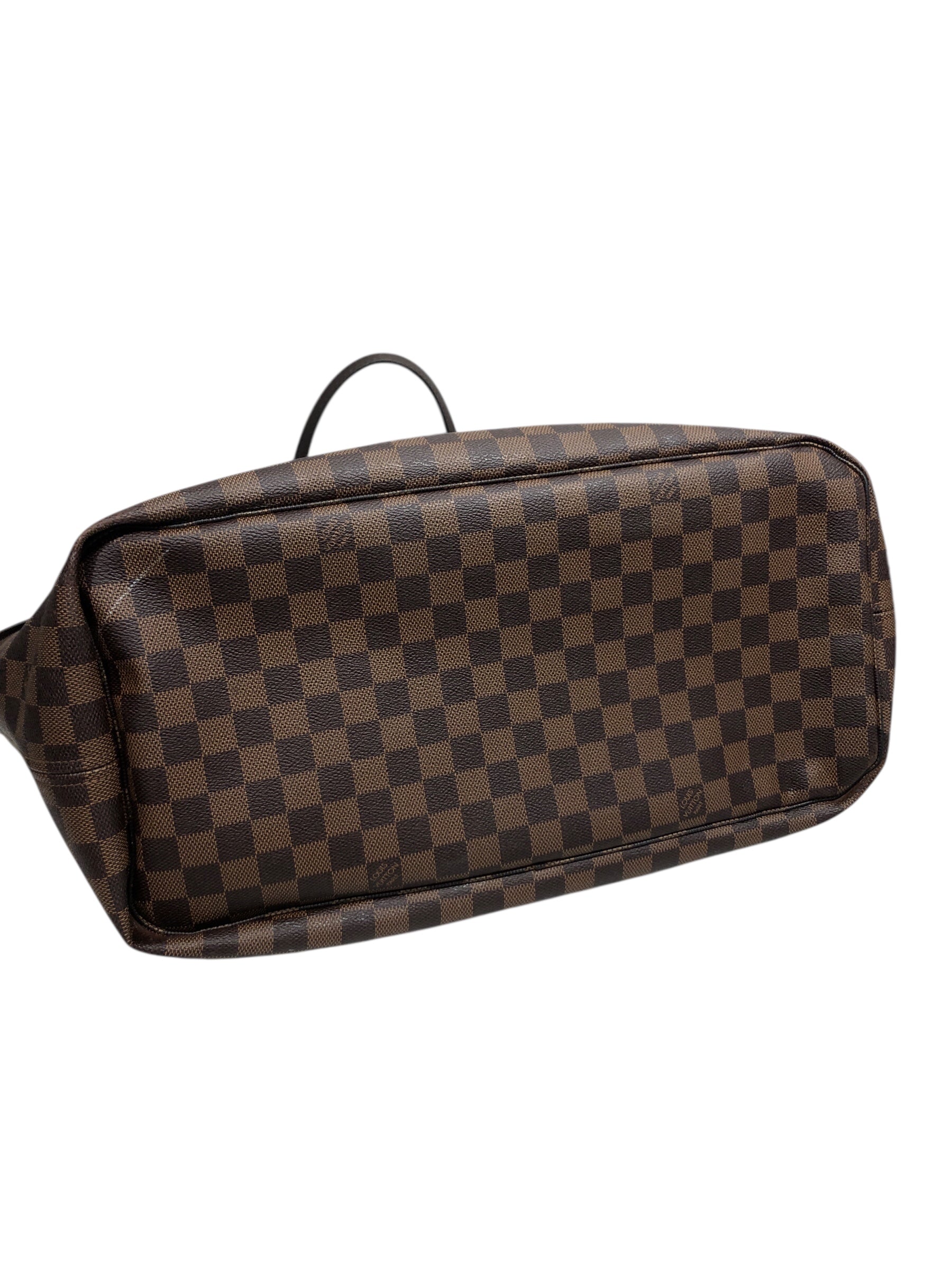 LOUIS VUITTON/Tote Bag/Glen Check/Leather/BRW/Neverfull GM Damier Ebene Canv view 3