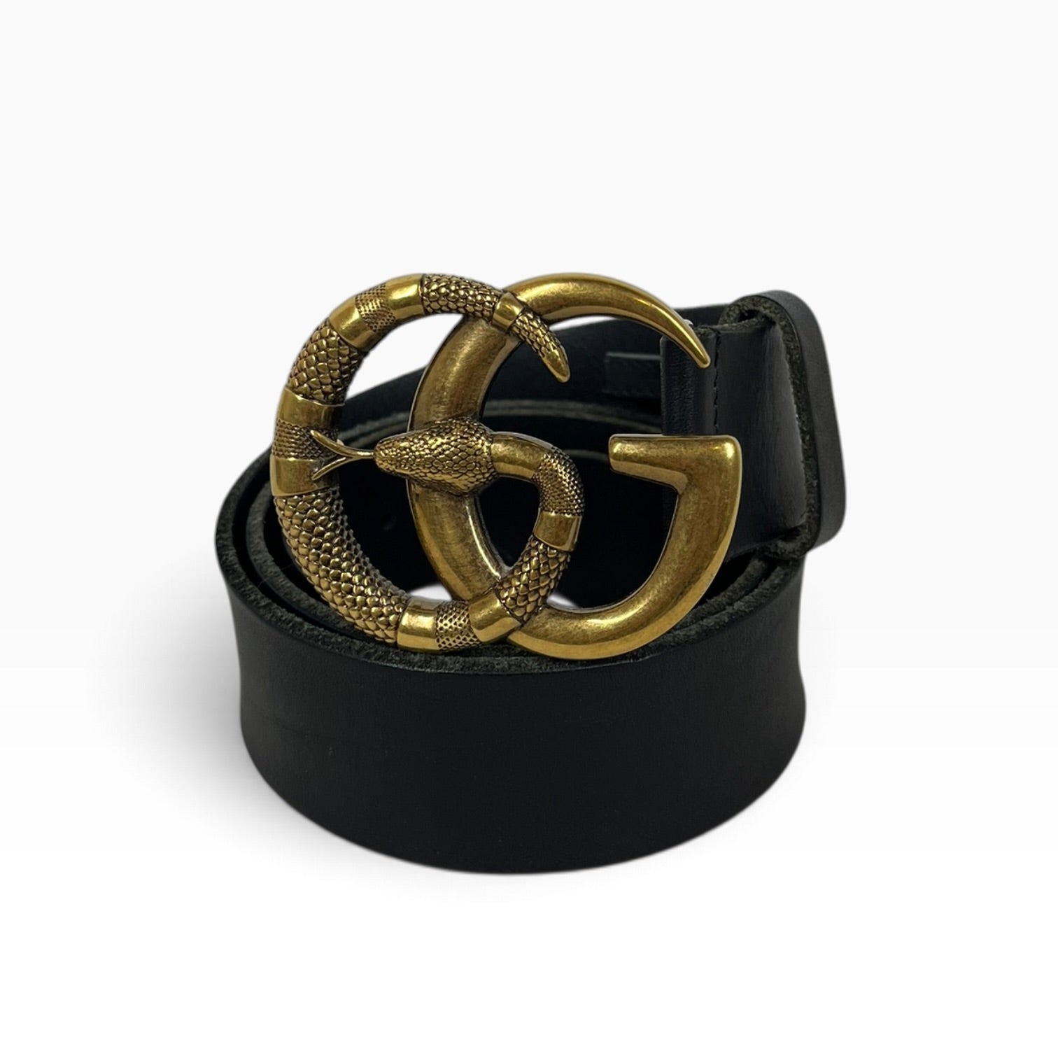 GUCCI/Belt/Leather/BLK/M's/Snake Marmont GG Belt view 1