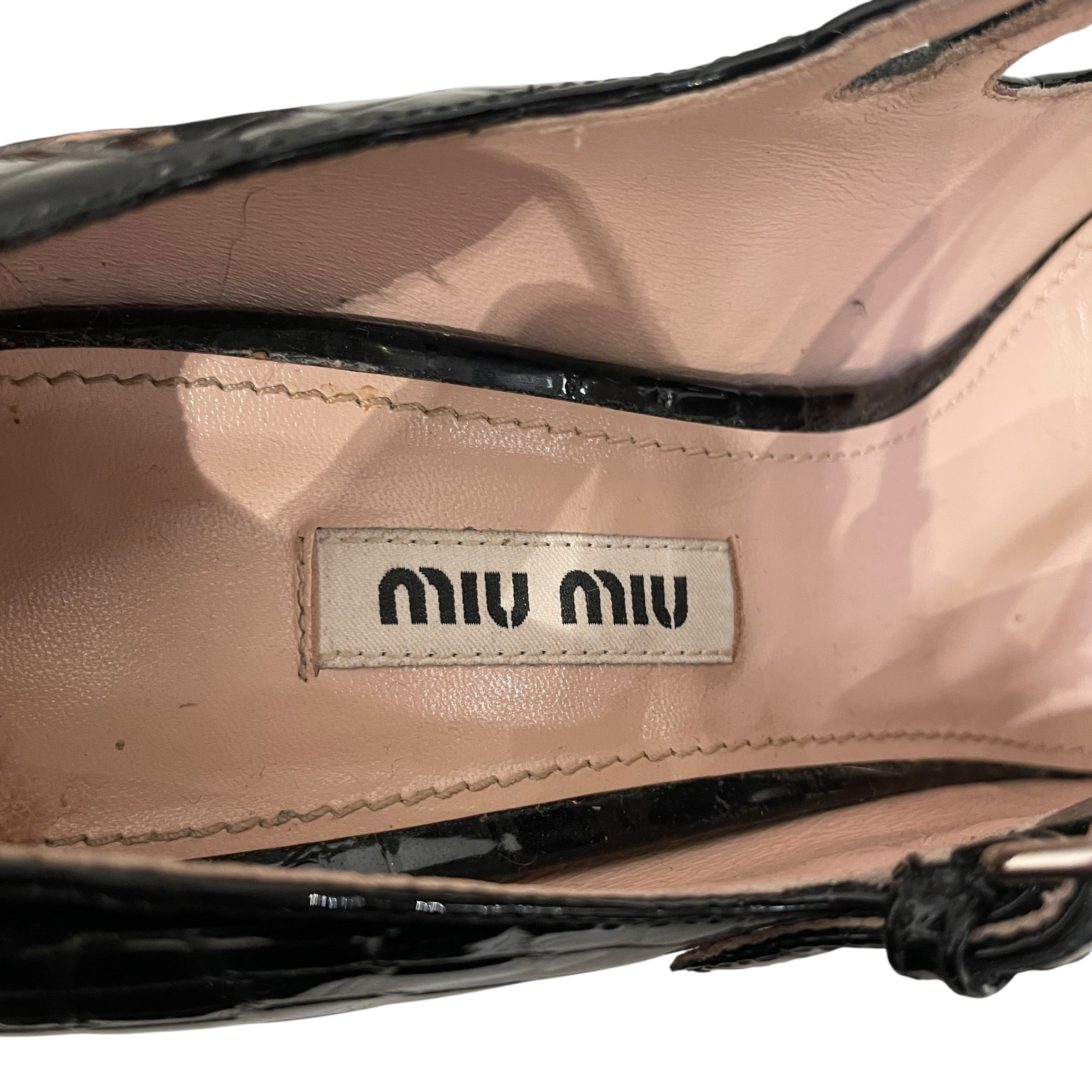 MIU MIU/Heels/EU 37/BLK/GATOR DOUBLE STRAP PUMPS view 4