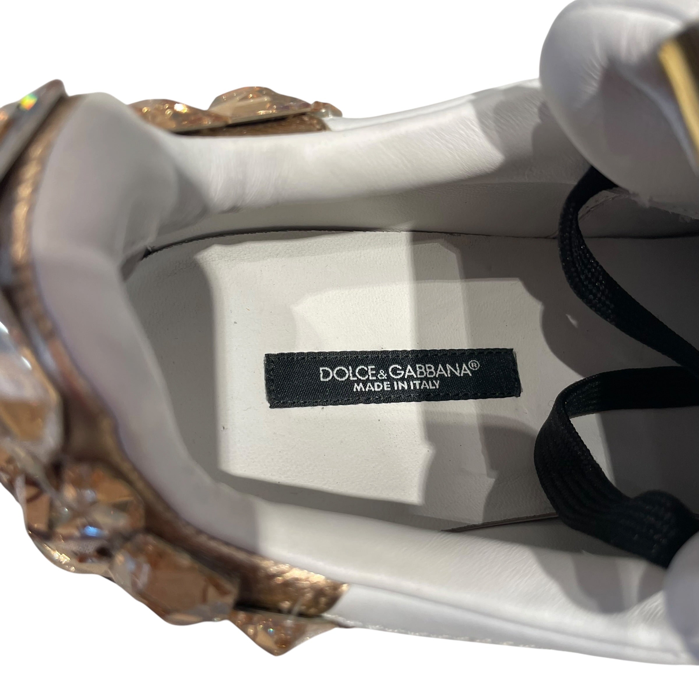 DOLCE&GABBANA/Low-Sneakers/US 7/All Over Print/Leather/WHT/PORTOFINO GOLD CRYSTAL EMB. view 4