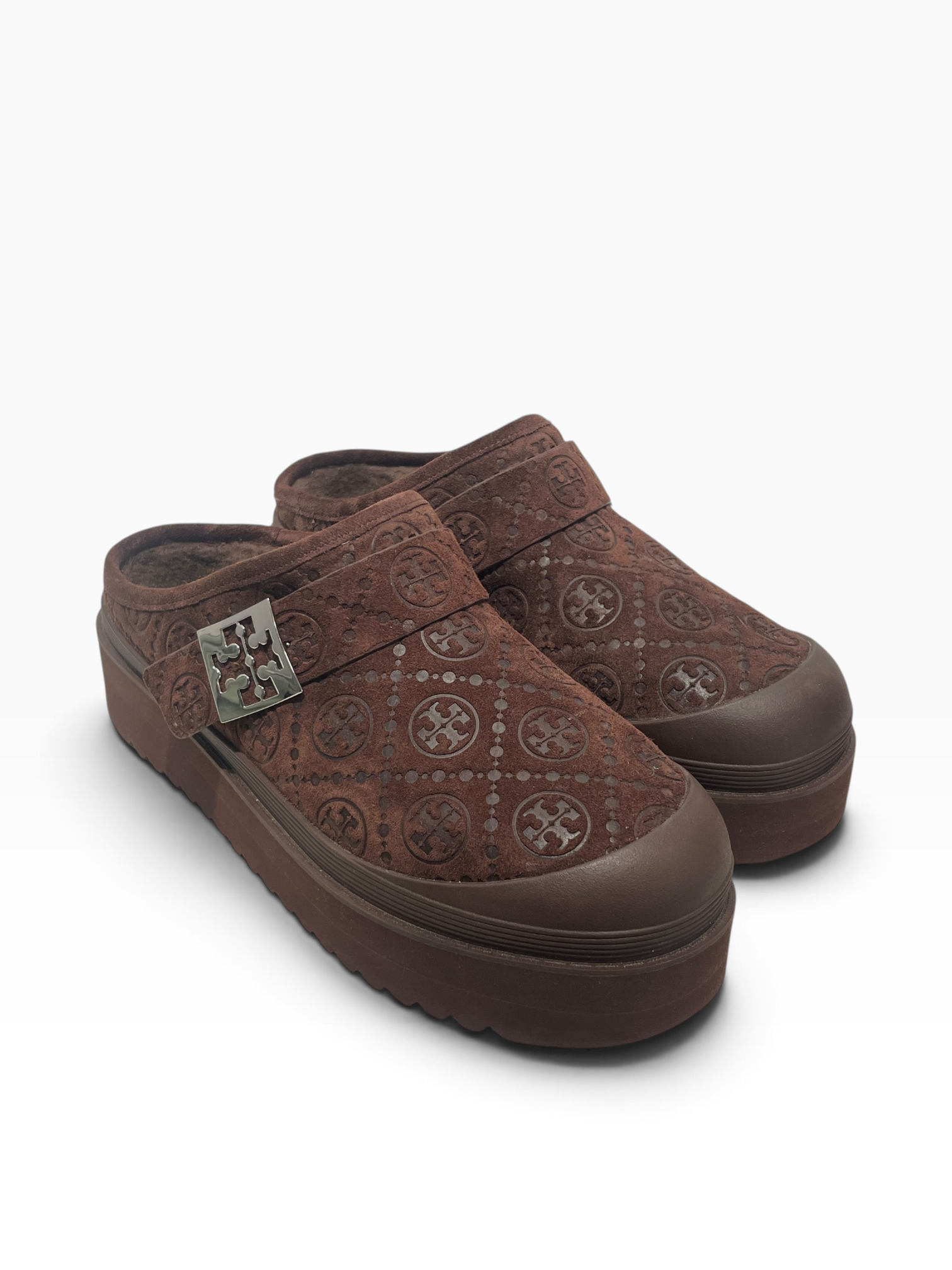 TORY BURCH/Booties/US 9/Monogram/Cotton/BRW/sherling mule view 1