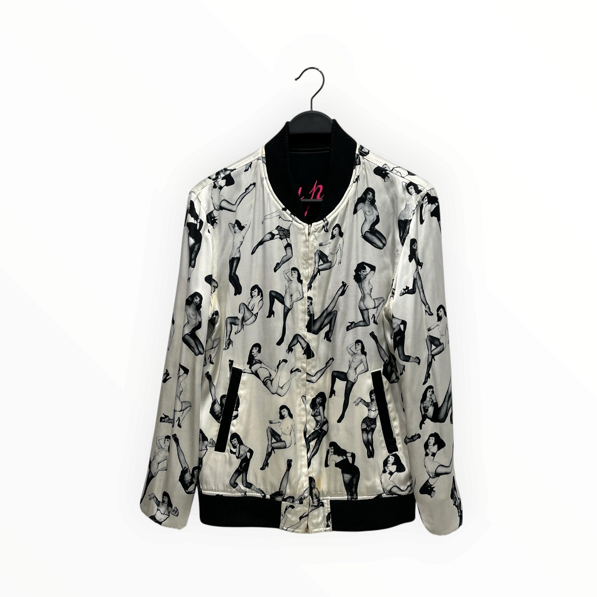WACKO MARIA/Jacket/XL/Rayon/BLK/Graphic/Betty Page Revers Tiger Bomber view 1