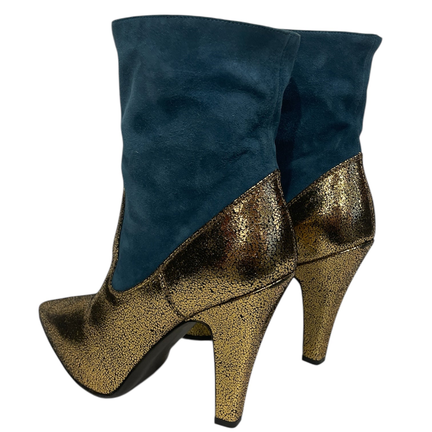 Vivienne Westwood/Western Boots/EU 38.5/Suede/BLU/CRACKED GOLD HEEL BOOTIE view 2