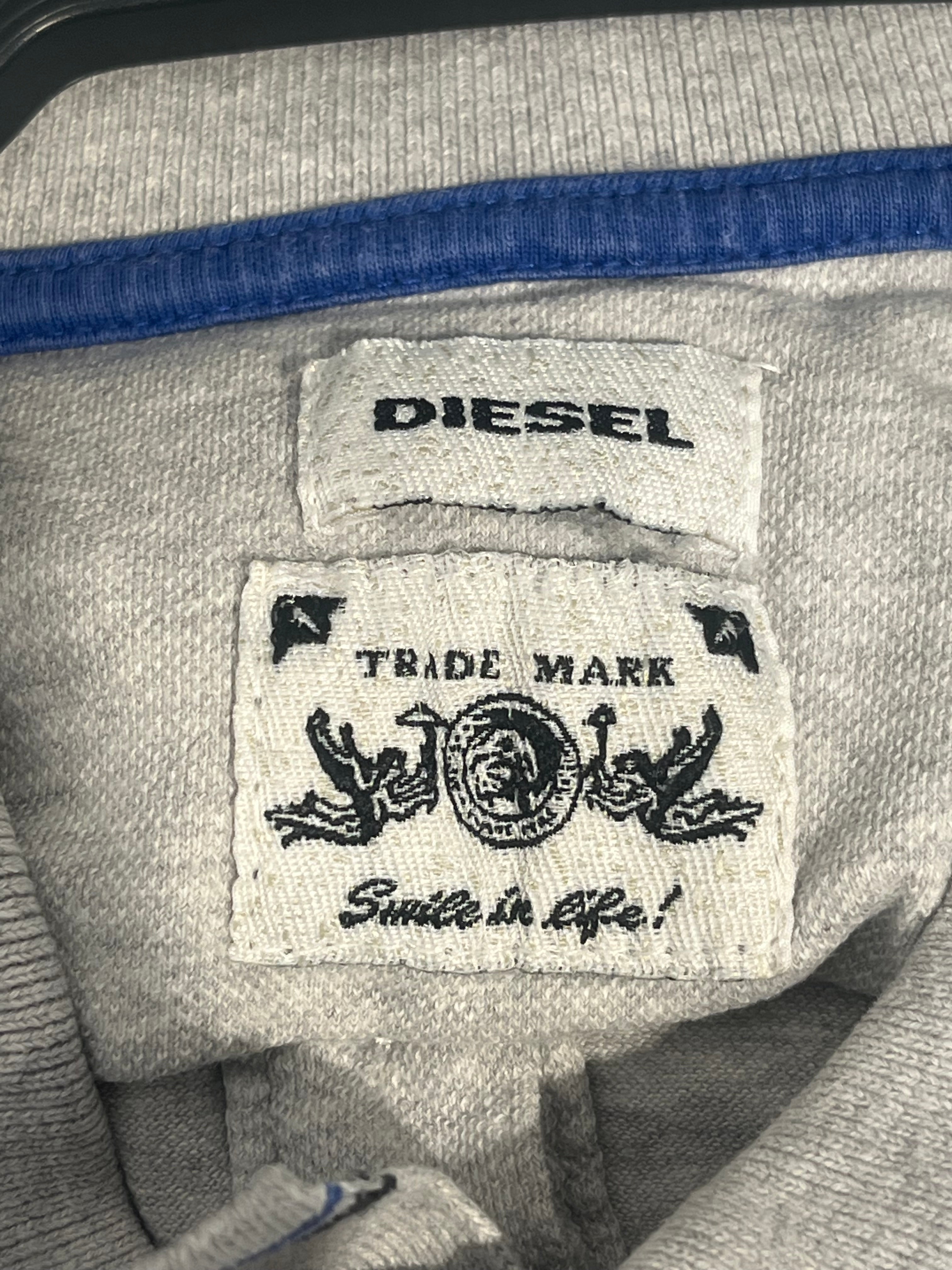 DIESEL/Polo Shirt/L/Cotton/GRY/blue stripe collar view 3