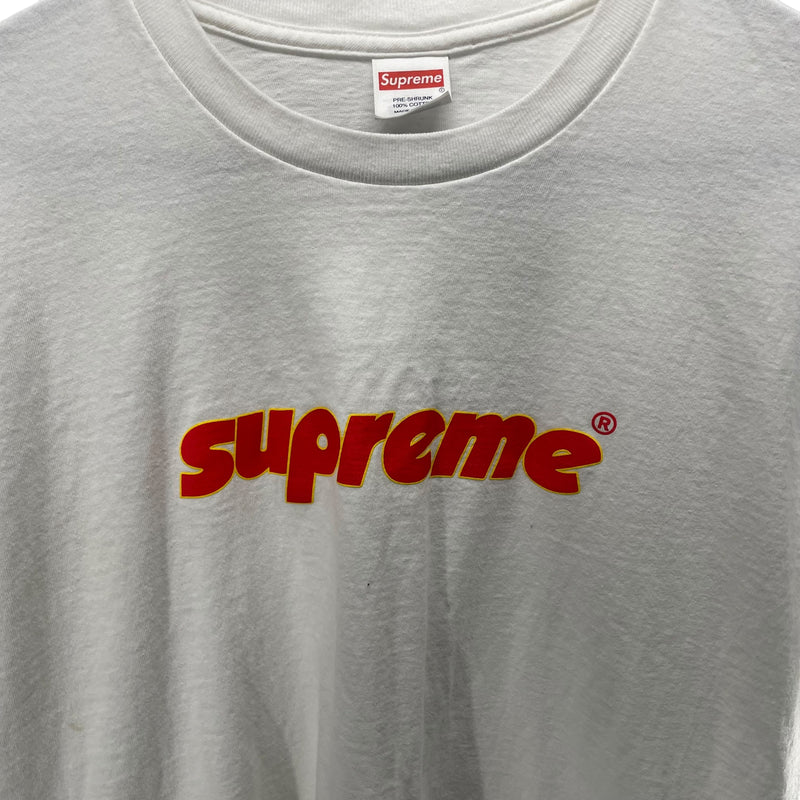 Supreme/T-Shirt/L/Cotton/WHT/YELLEW AND RED LOGO