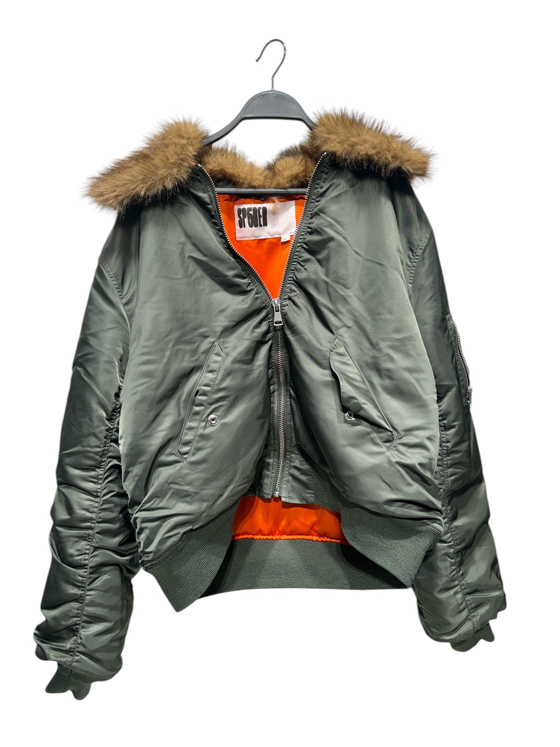 Sp5der/Jacket/L/Nylon/GRN/FAUX FUR TRIM view 1