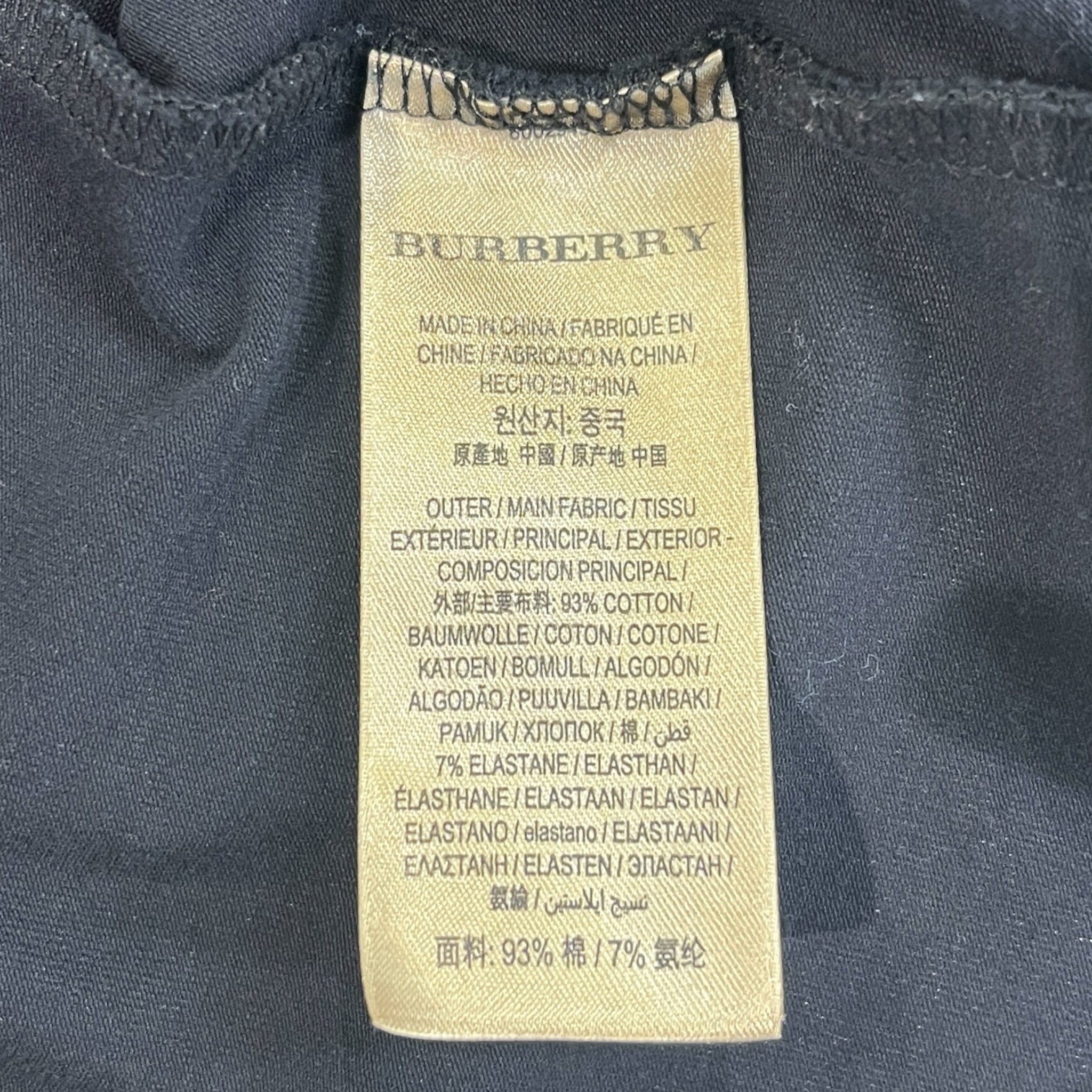 BURBERRY LONDON/LS T-Shirt/L/XL/Linen/BLK/black shirt plaid design on sl view 4
