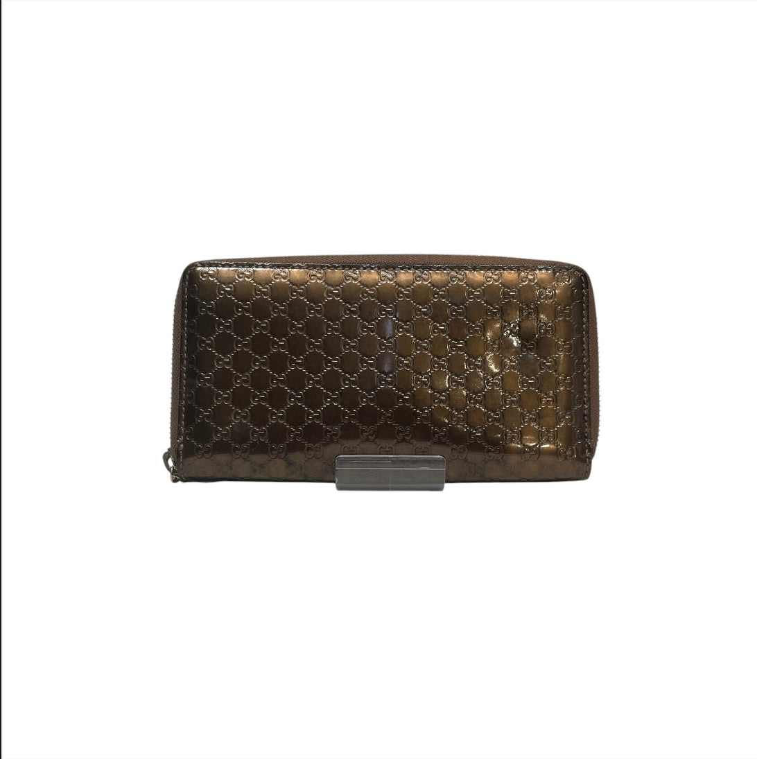 GUCCI/Long Wallet/Monogram/Leather/GLD/L's/bronze heart pendent view 1