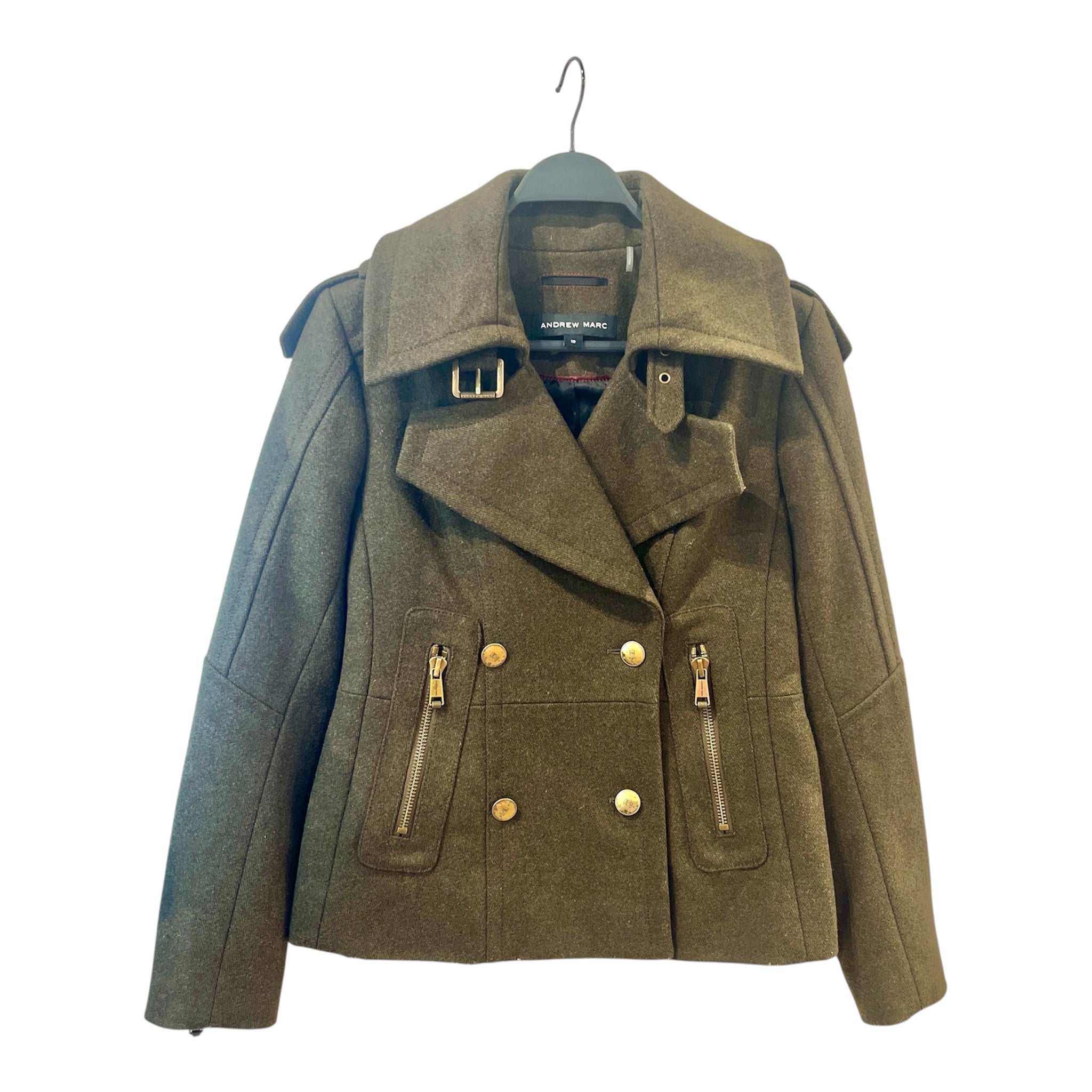 ANDREW MARC/Coat/10/Wool/KHK/Double Breasted/BUCKLE COLLAR view 1