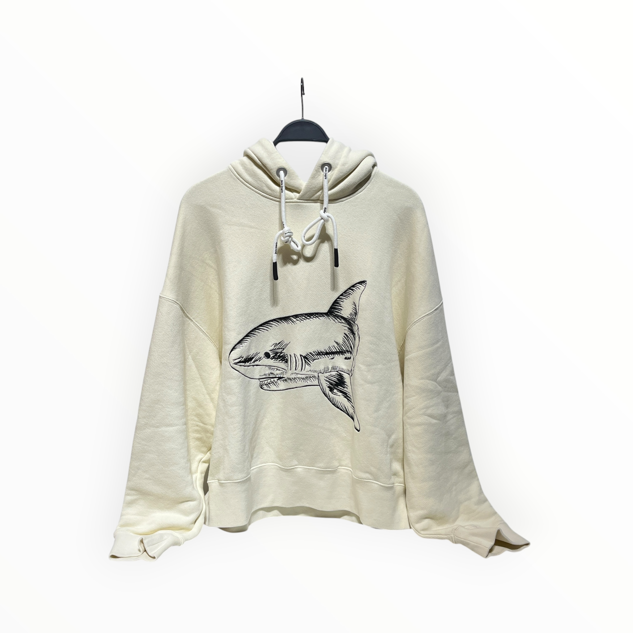 Palm Angels/Hoodie/L/Cotton/WHT/Embroidered Shark Head Hoodie view 1