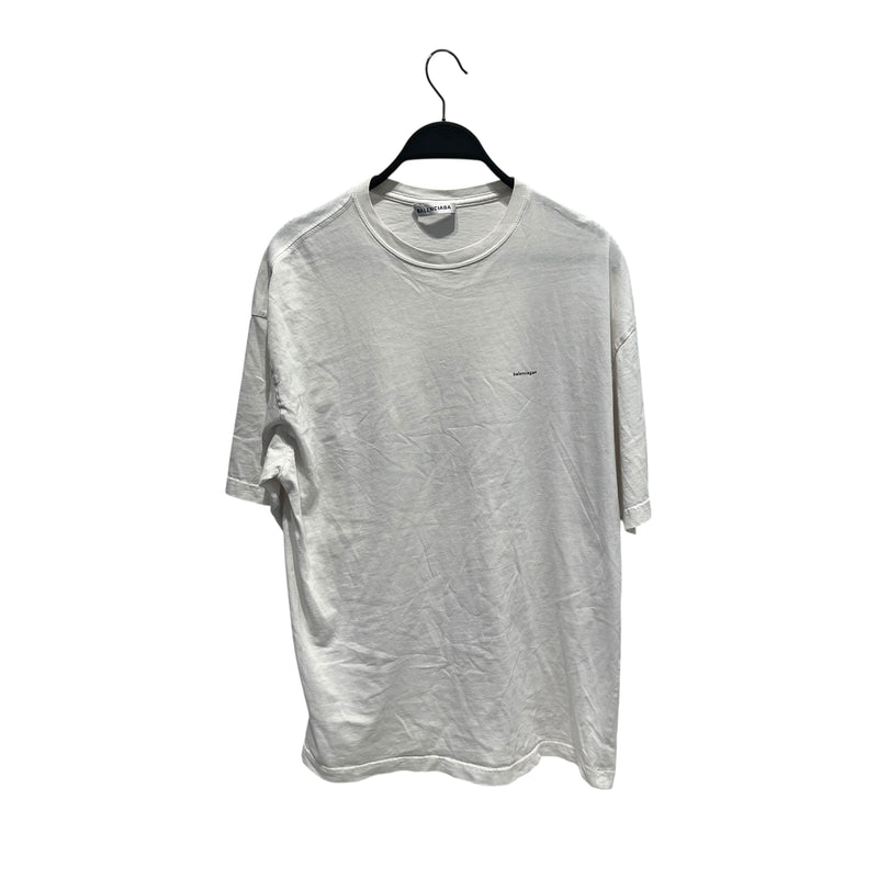 BALENCIAGA/T-Shirt/XS/Cotton/WHT/small logo front /spots