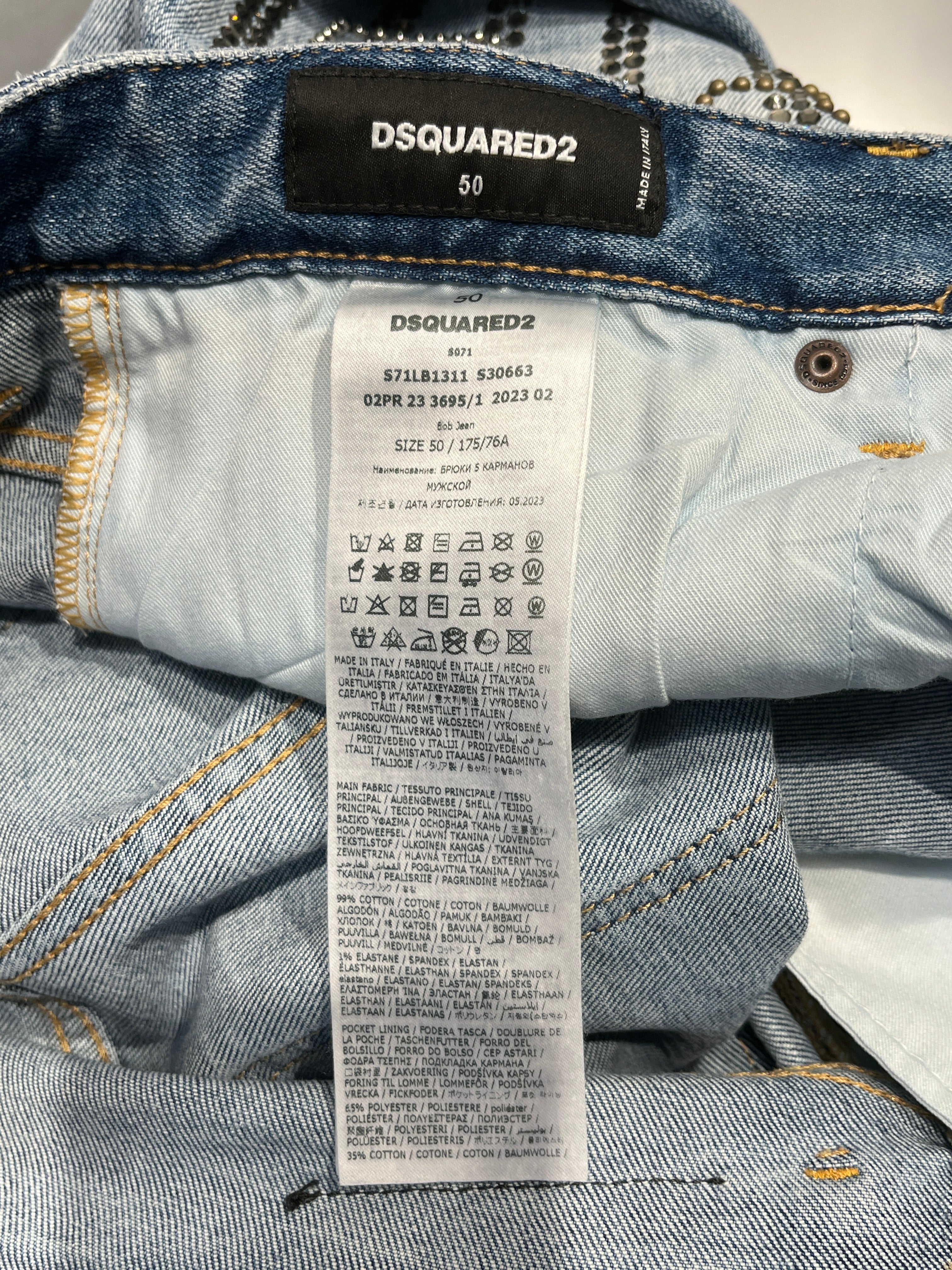 DSQUARED2/Bootcut Pants/50/Denim/IDG/All Over Print/MUSIC NOTE STUDS view 3