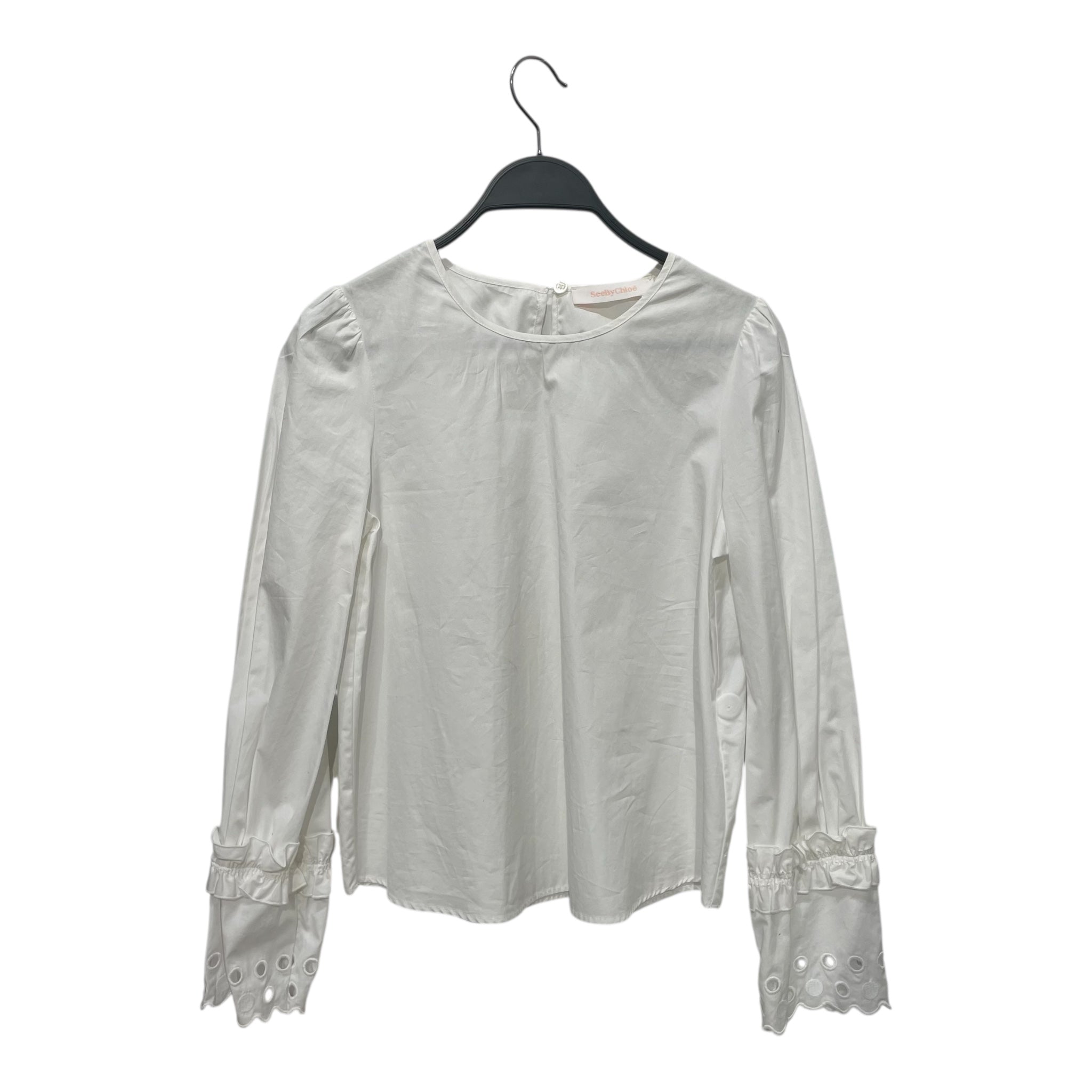 SEE BY CHLOE/LS Cut & Sew/XS/Cotton/WHT/LACE SLEEVE view 1
