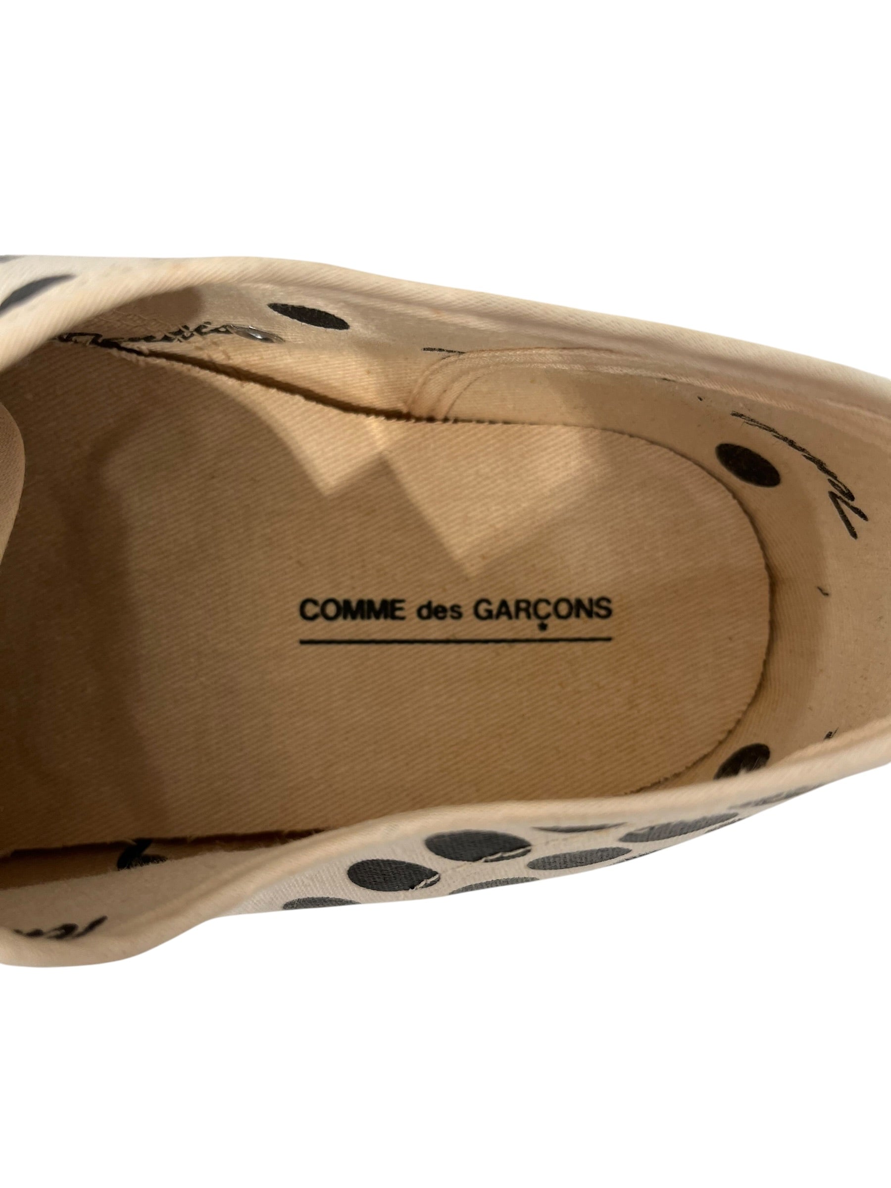 BATA/COMME des GARCONS/Low-Sneakers/US 10/Polka dot/CRM/TENNIS RIGE TOE BOX 10 view 3