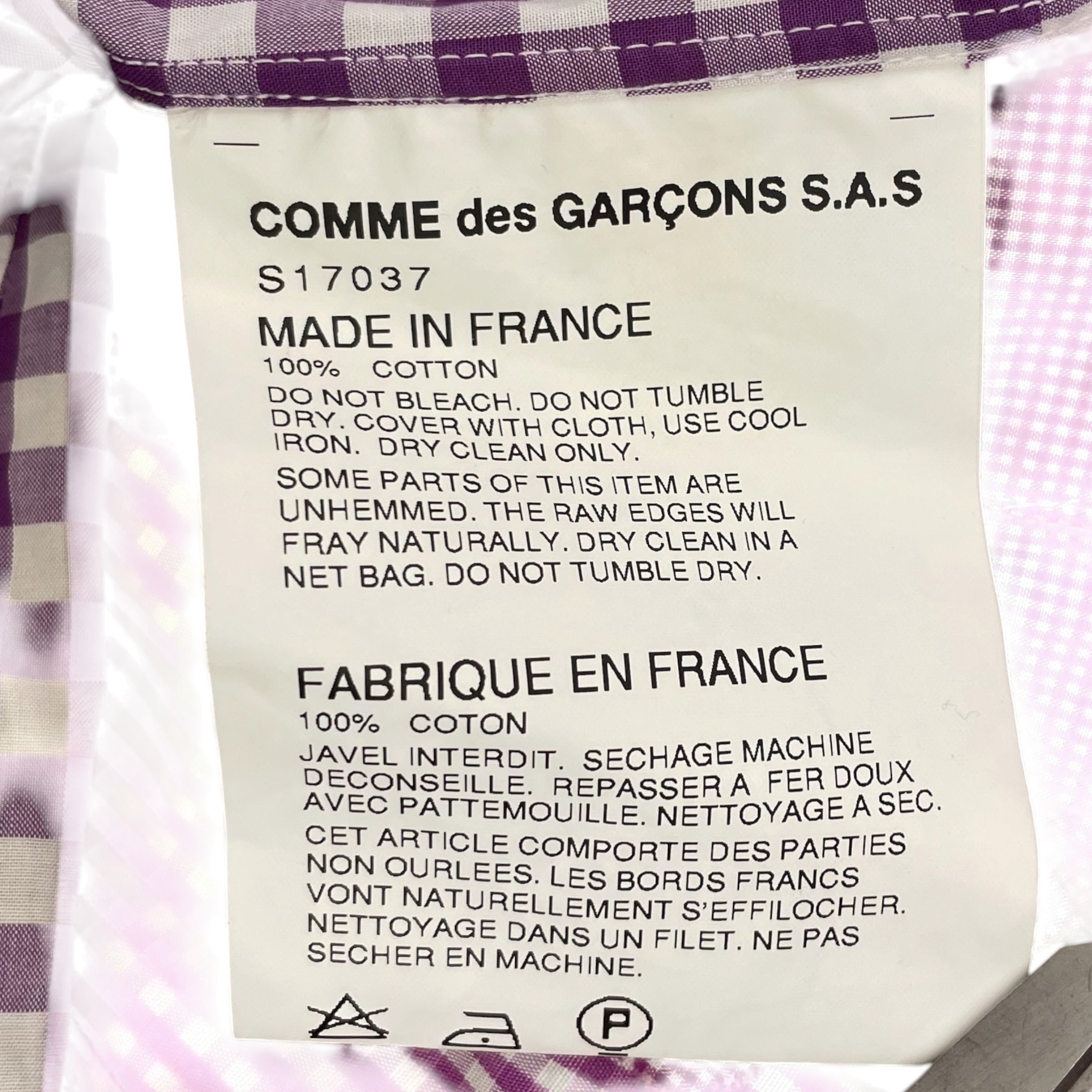COMME des GARCONS SHIRT/LS Shirt/M/Cotton/PPL/Plaid/Mixed Gingham Button Up view 4