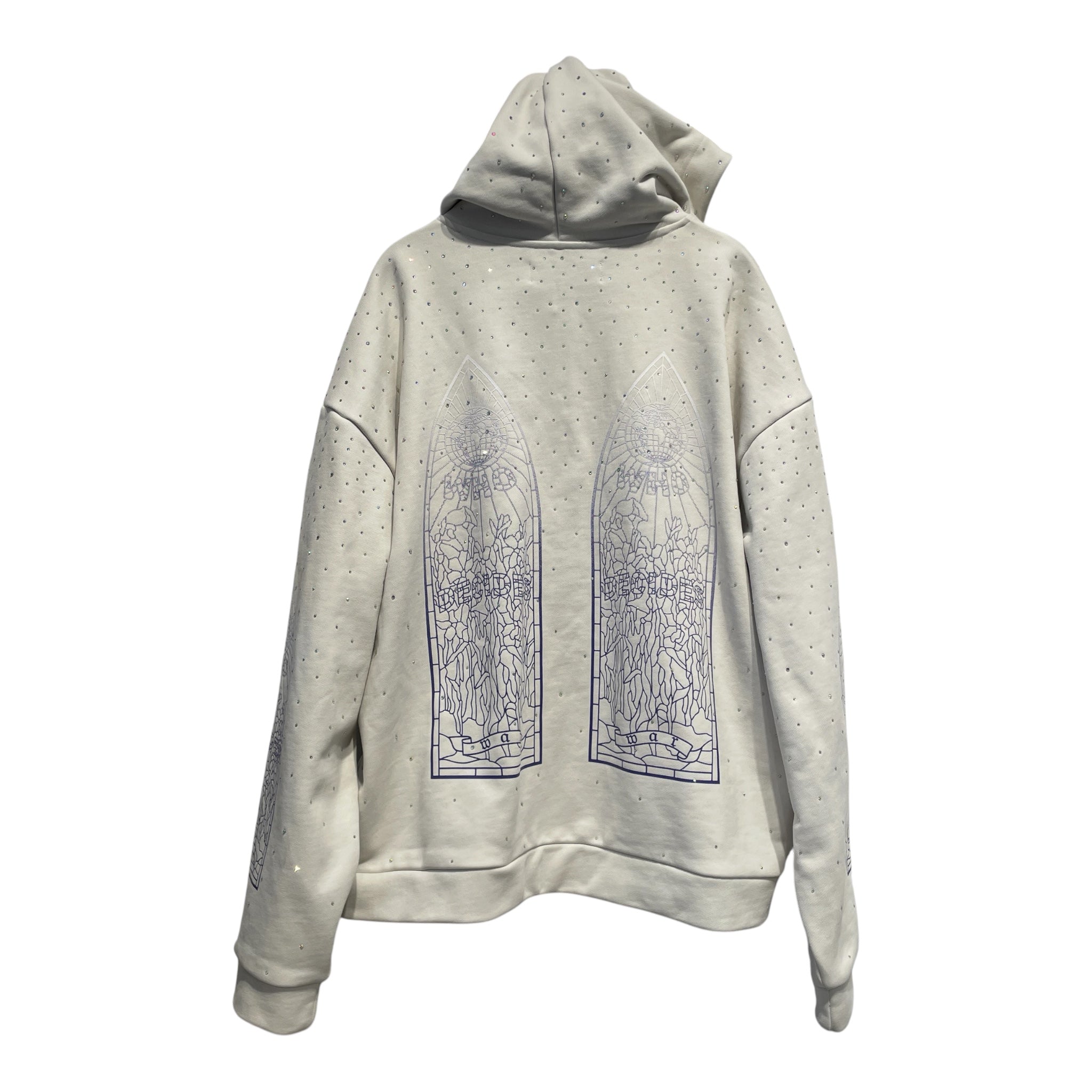 WHO DECIDES WAR/Hoodie/M/Glitter/Cotton/WHT/Oversize/ view 2